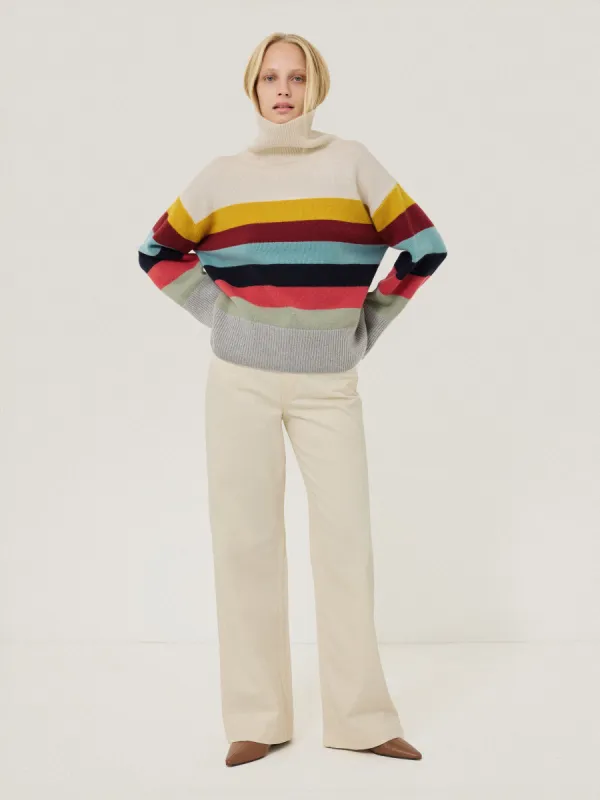 Wool Multi Stripe Turtleneck | Grey sold by Jigsaw