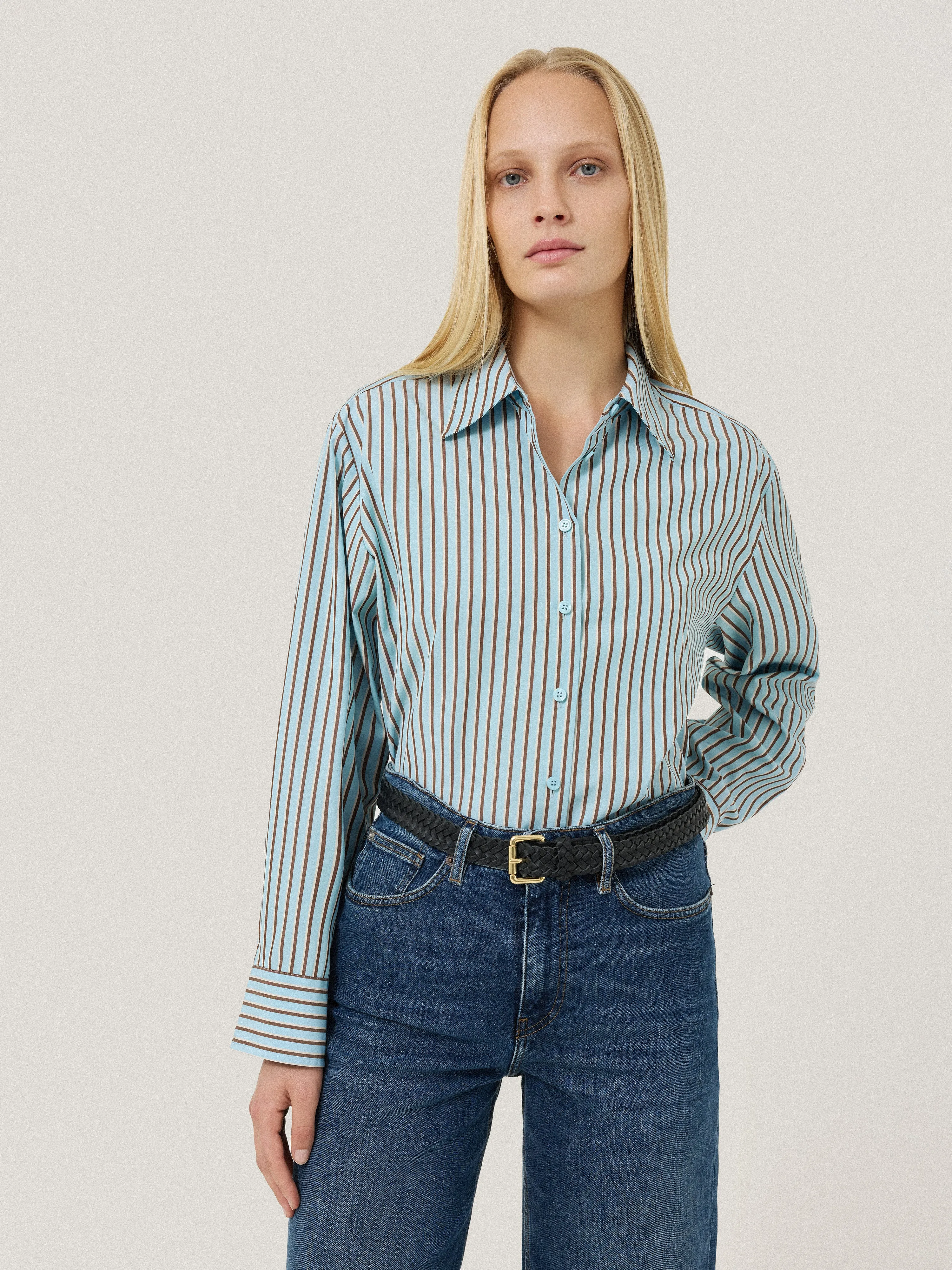 Cotton Stripe Shirt | Blue sold by Jigsaw