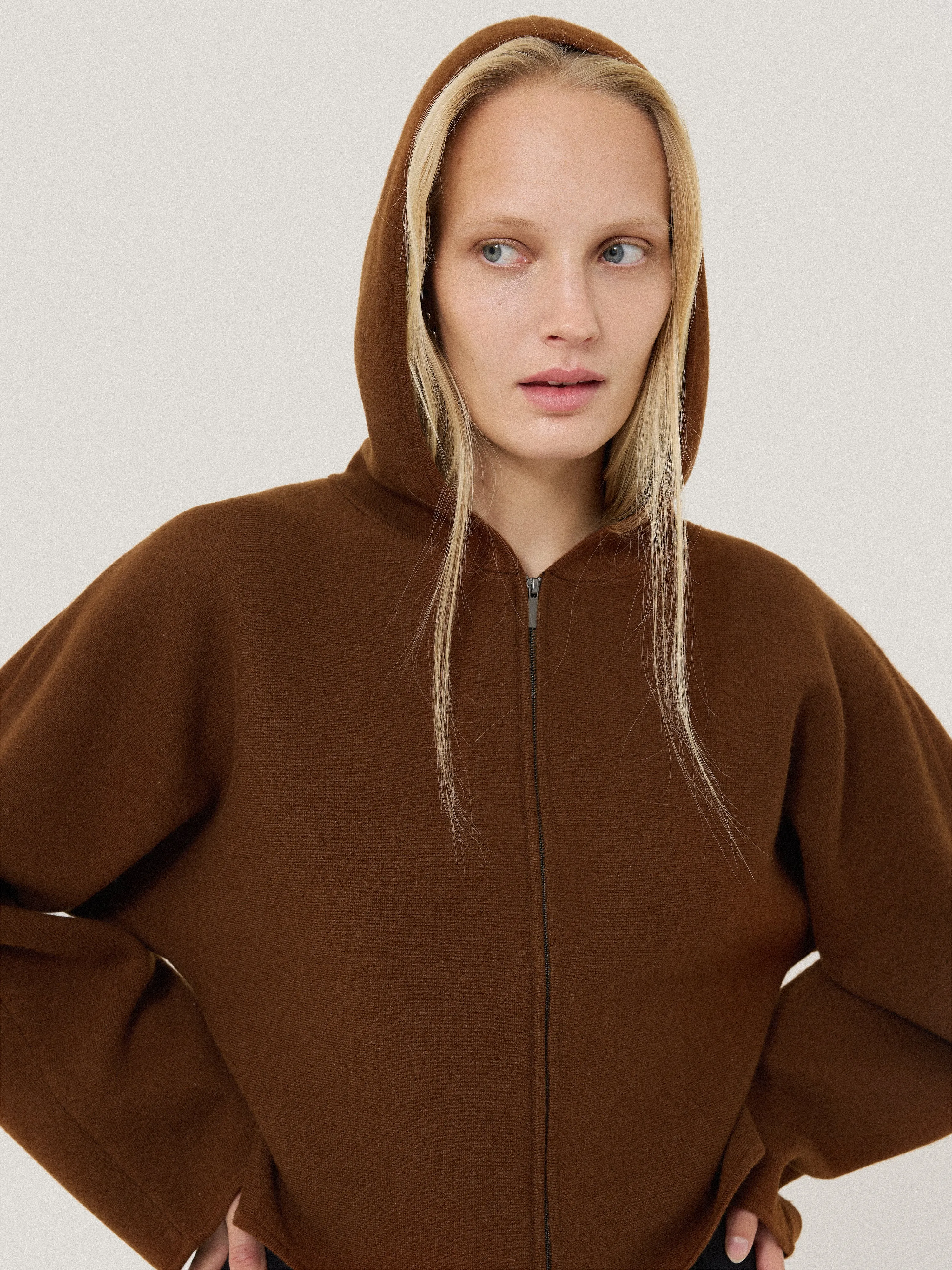 Double Face Zip Hoodie | Brown sold by Jigsaw product image thumbnail 4