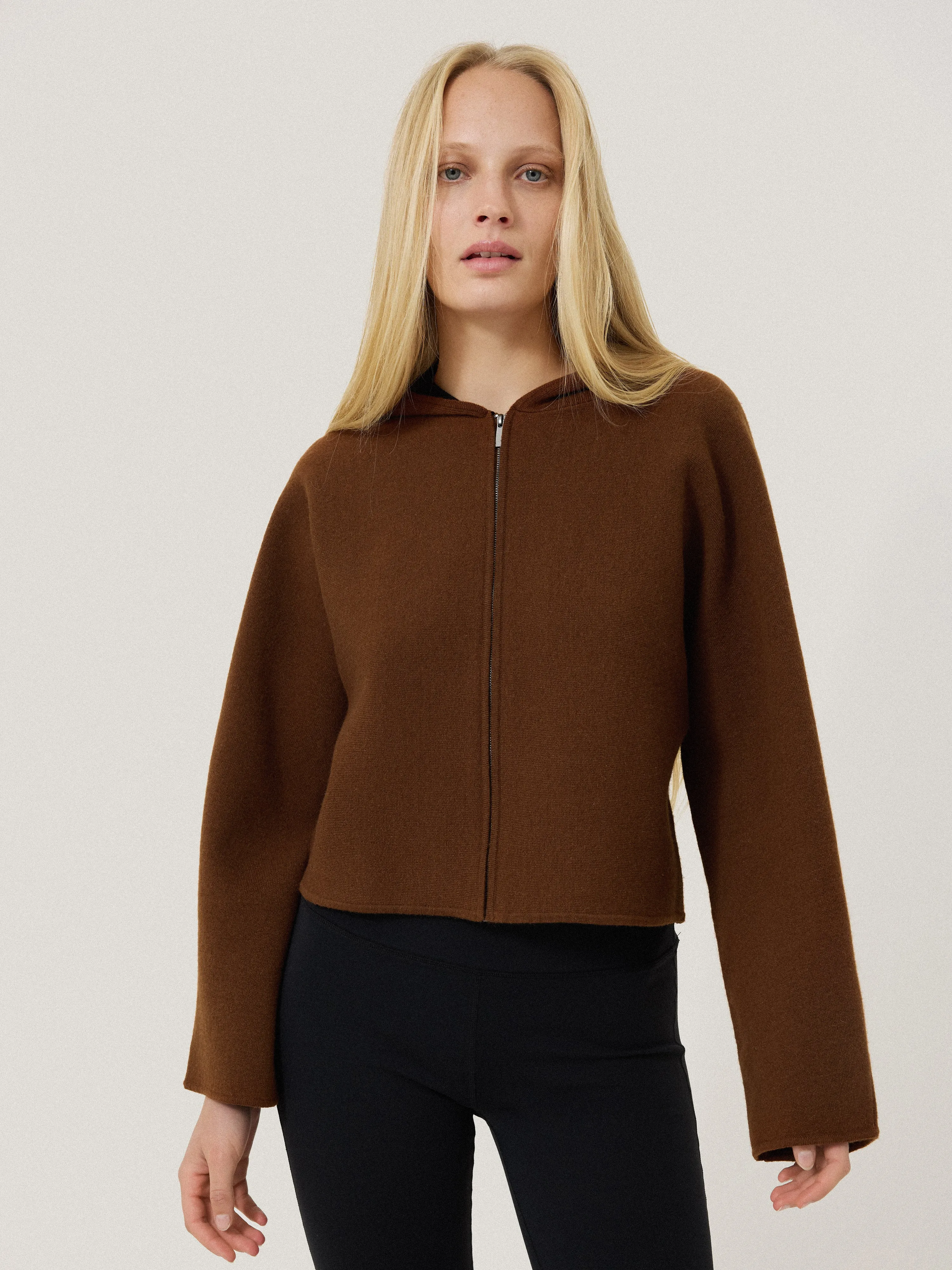 Double Face Zip Hoodie | Brown sold by Jigsaw