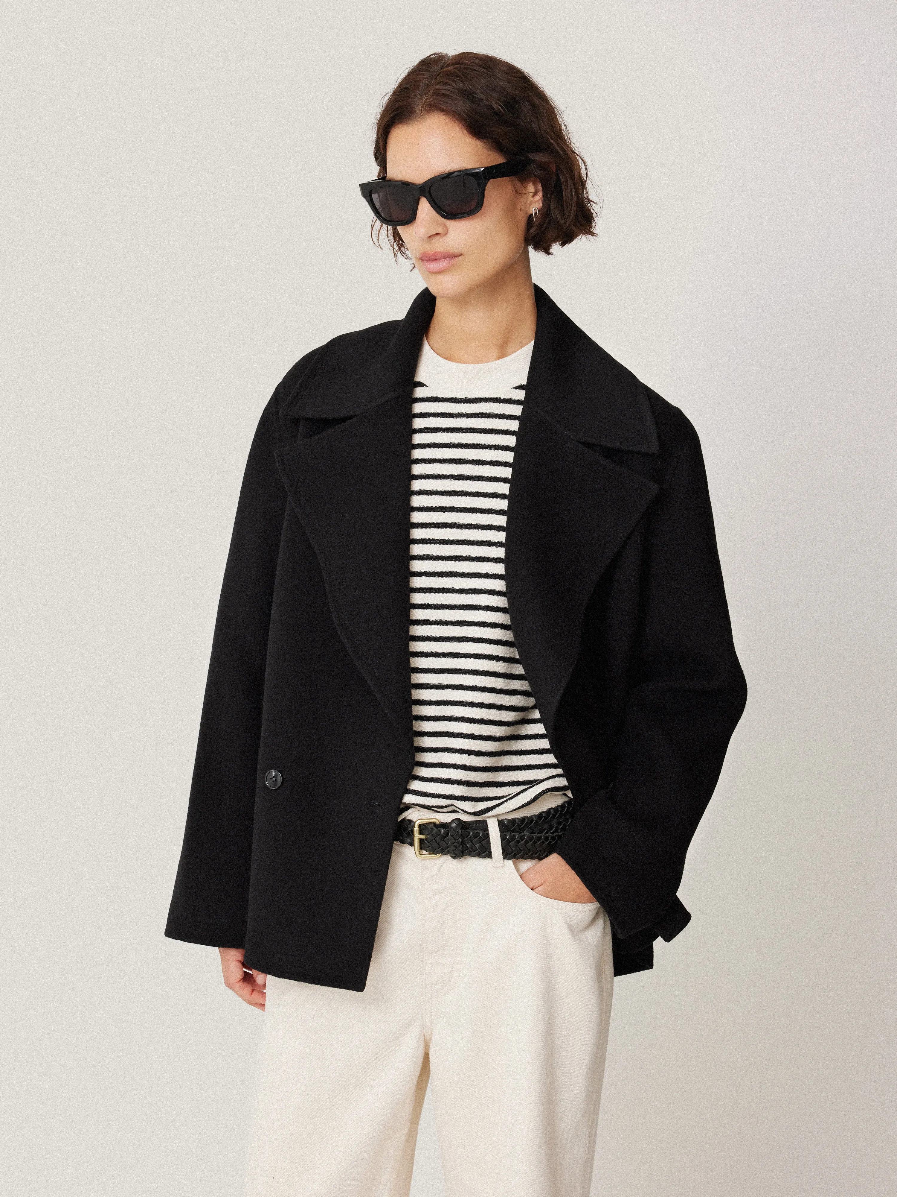 Wool Double Faced Short Coat | Black sold by Jigsaw product image thumbnail 2