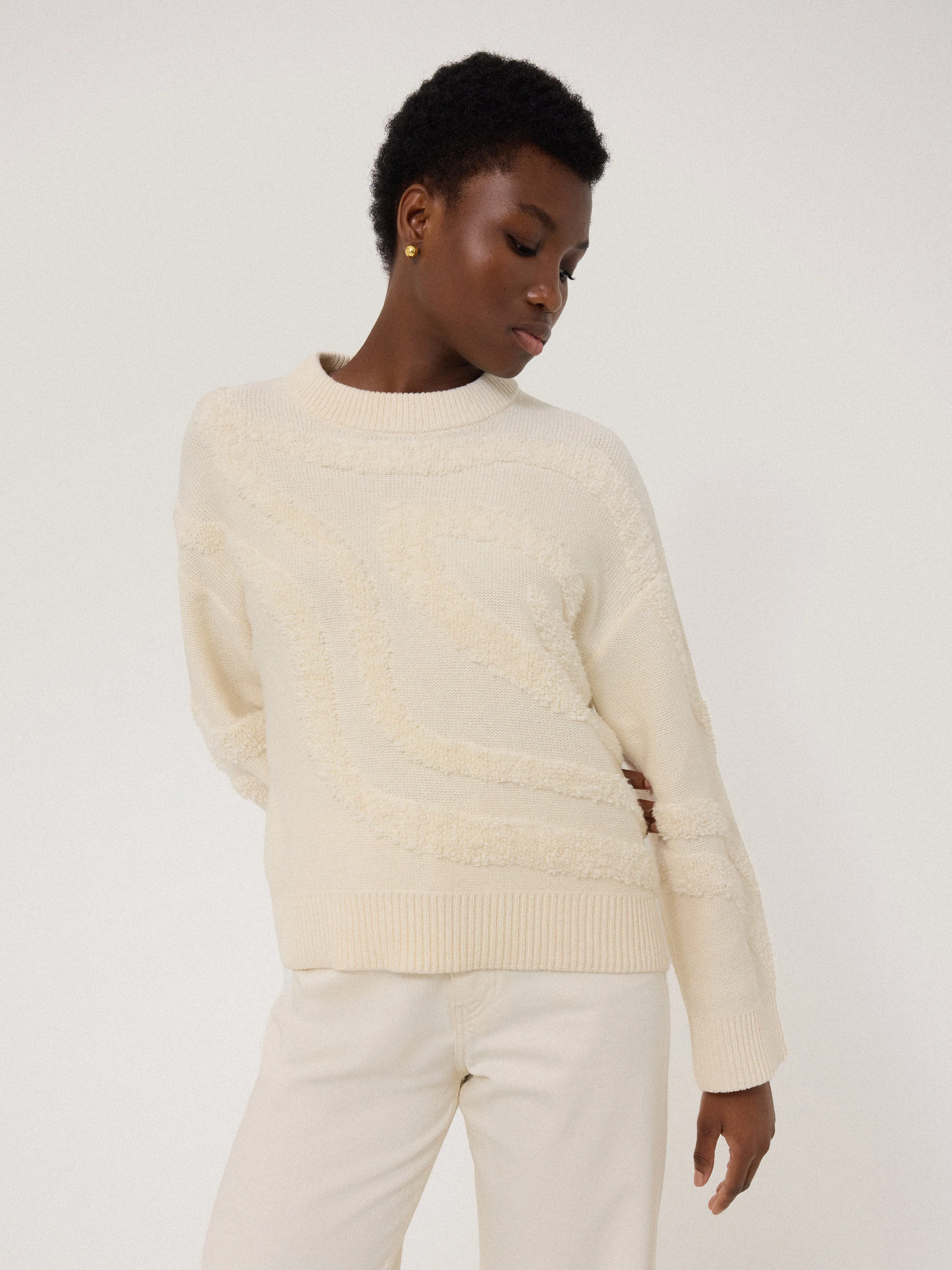 Loop Intarsia Jumper | Cream sold by Jigsaw