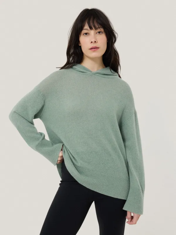 Wool Cashmere Blend Hoodie | Green sold by Jigsaw