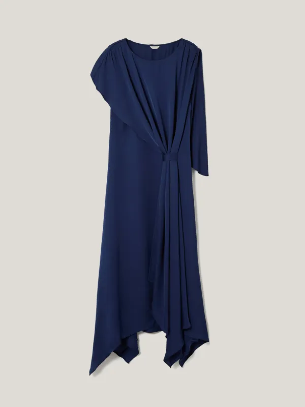Viscose Drape Cape Dress | Navy sold by Jigsaw