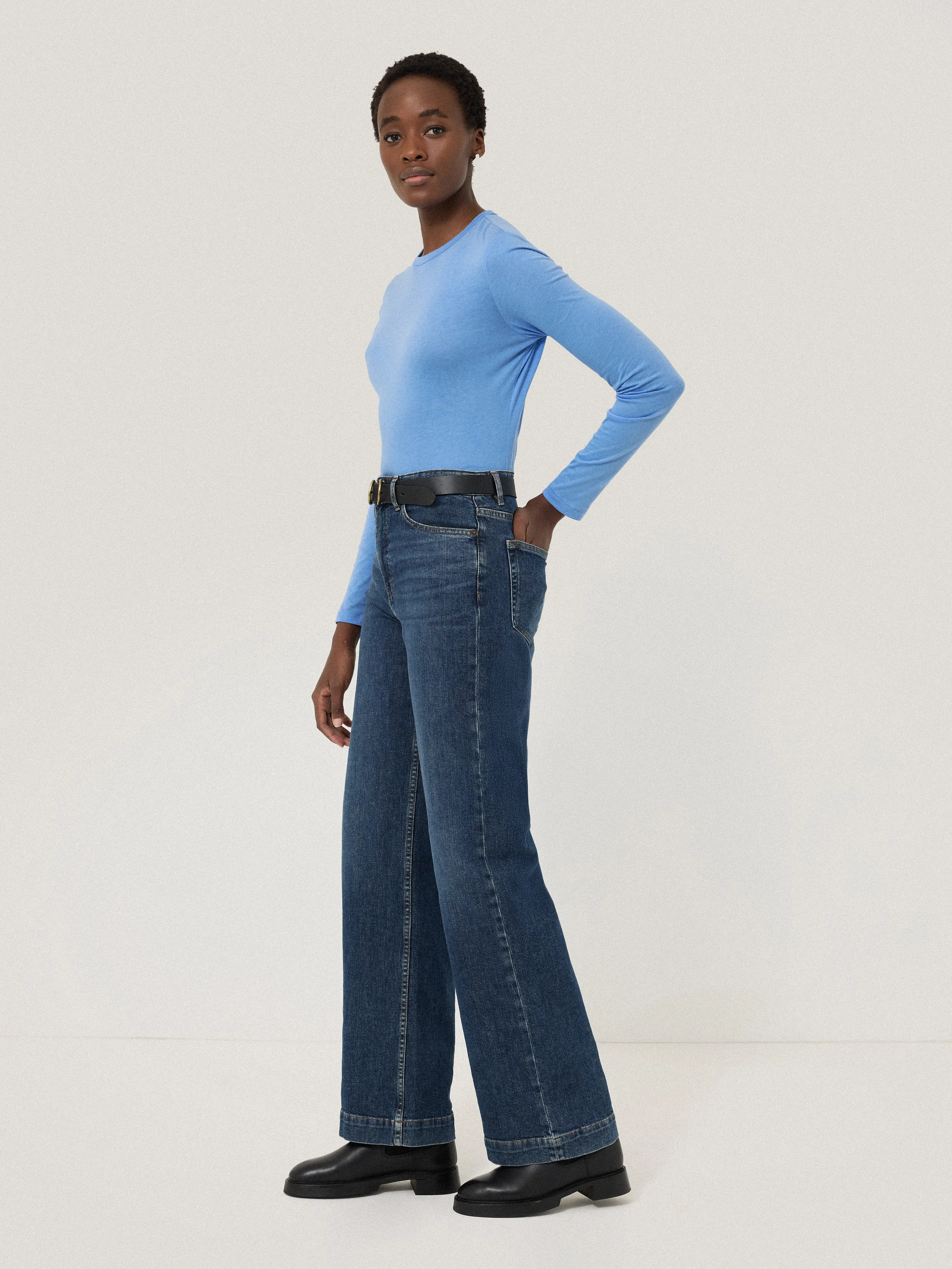 Supima Cotton Long Sleeve Tee | Intense Sky sold by Jigsaw product image thumbnail 3