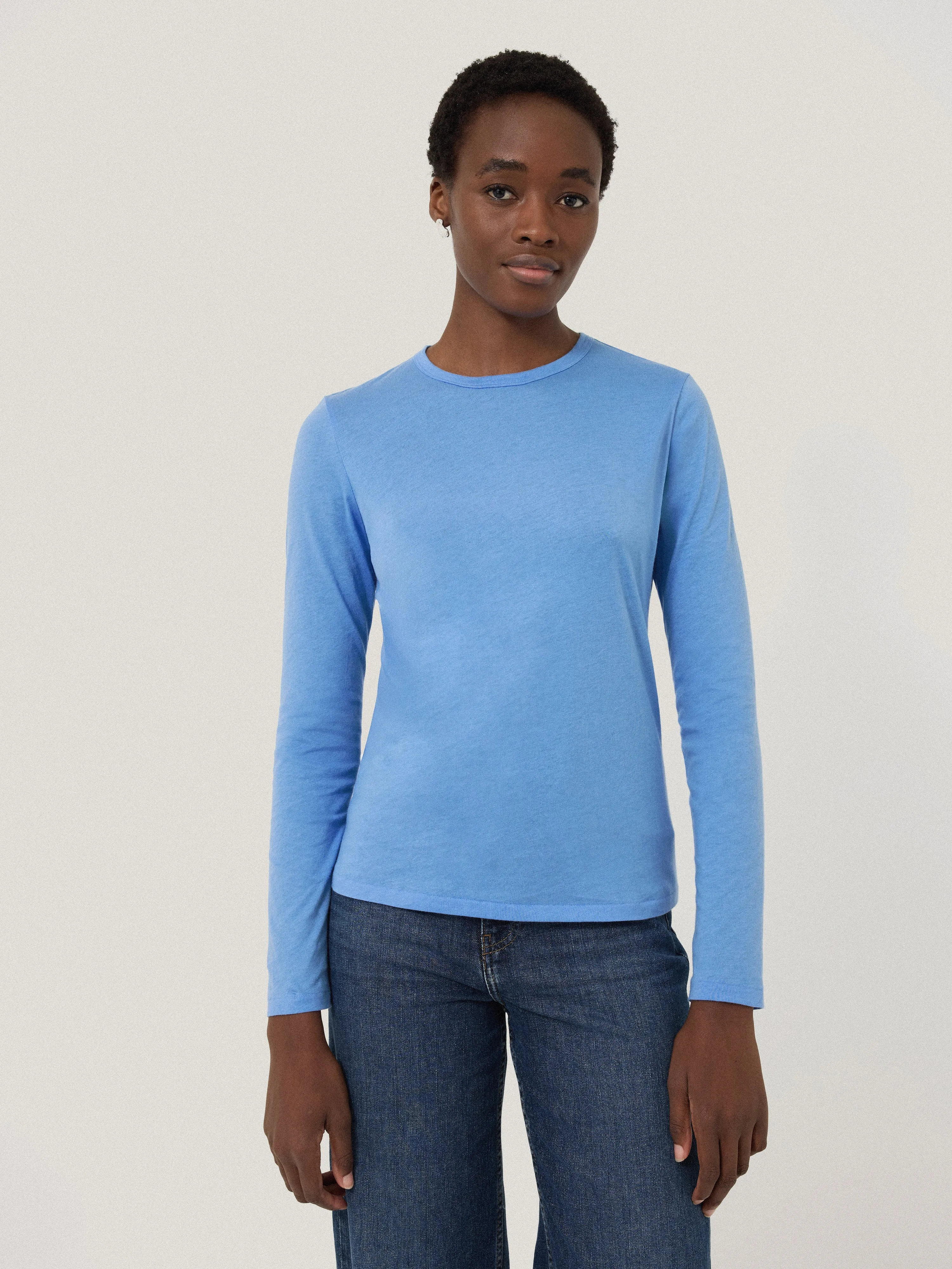 Supima Cotton Long Sleeve Tee | Intense Sky sold by Jigsaw