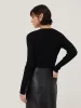 Rib Pointelle Henley Jumper | Black sold by Jigsaw
