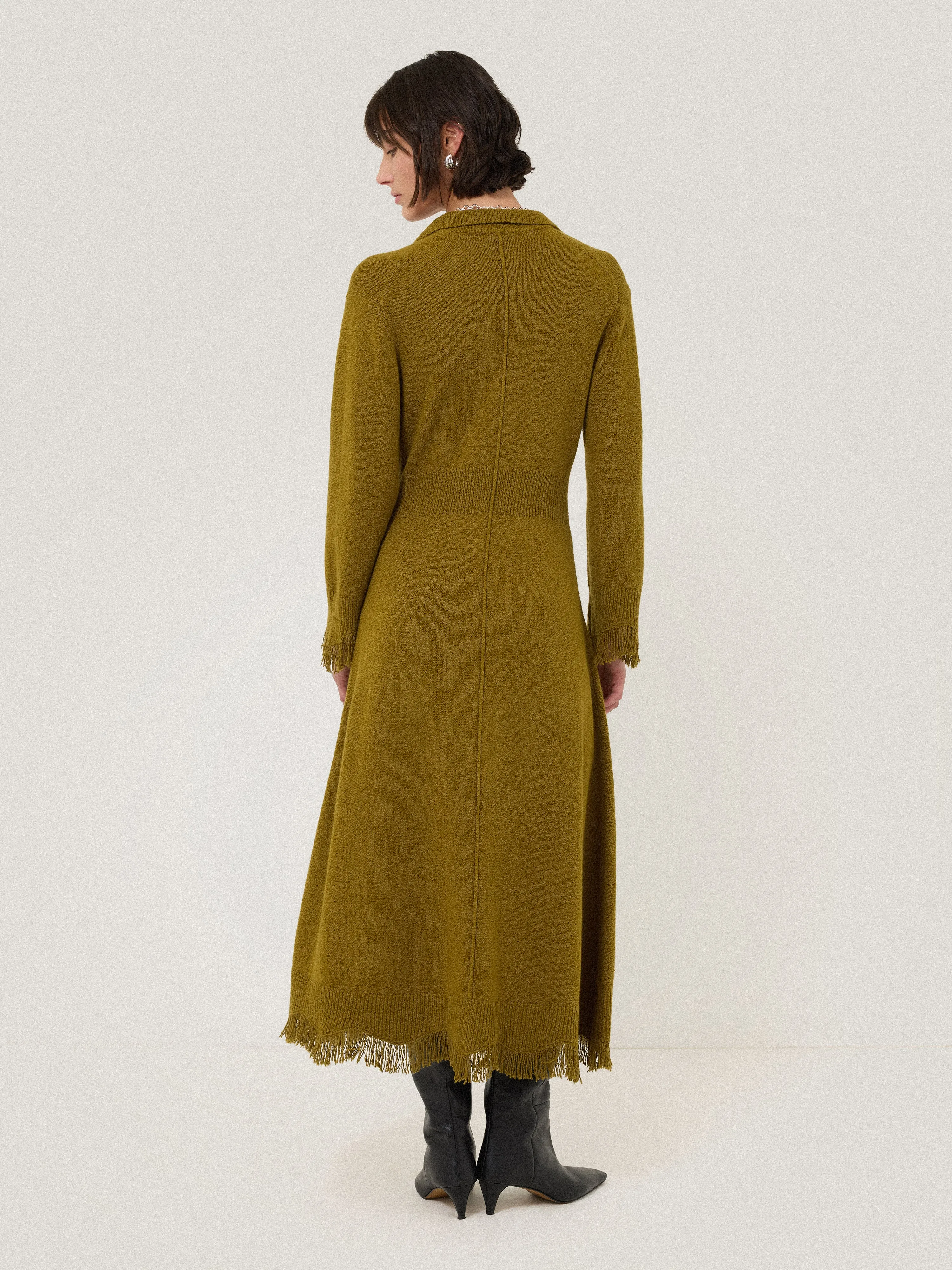 Silk Blend Boucle Dress | Khaki sold by Jigsaw product image thumbnail 4