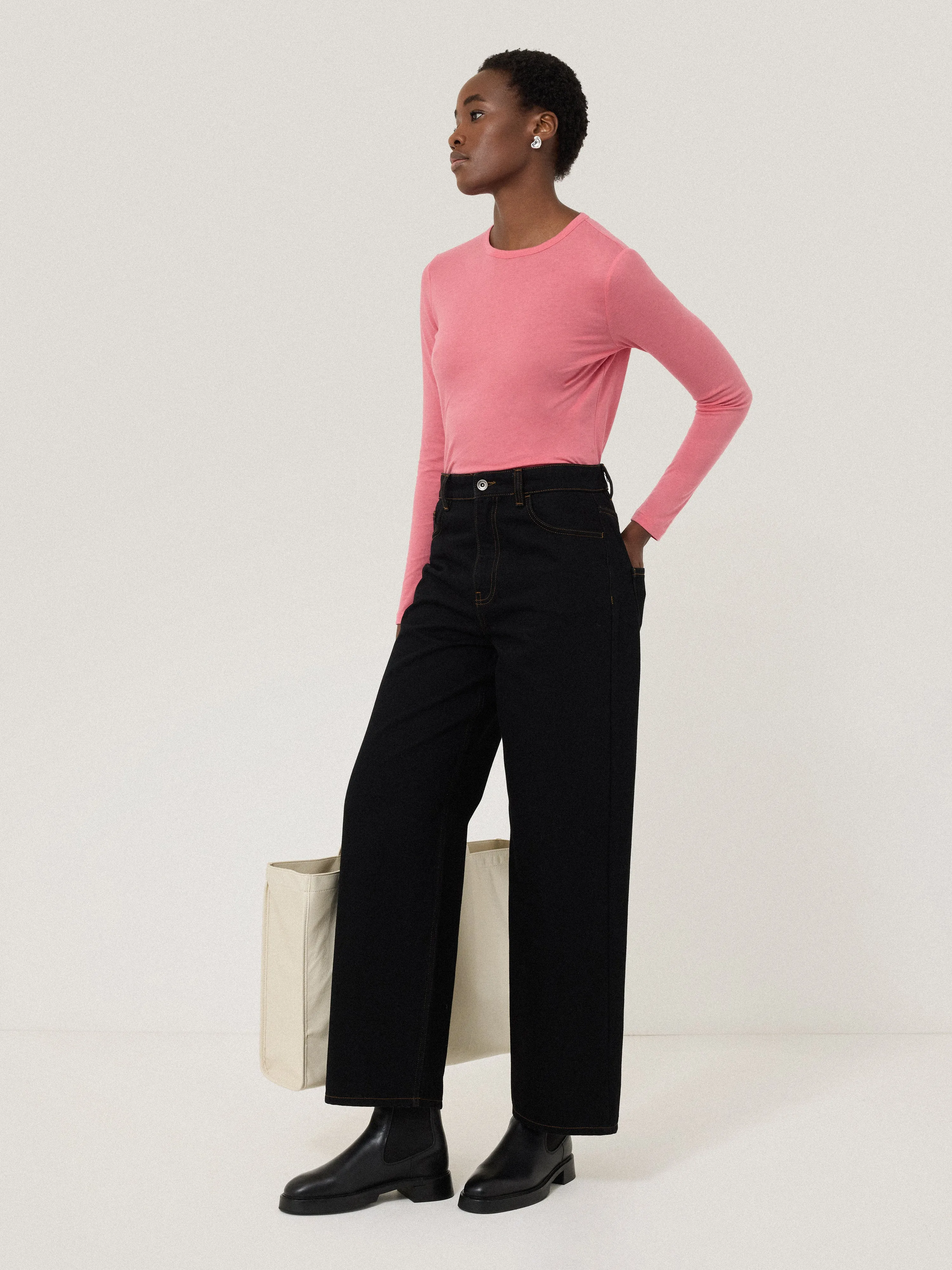 Supima Cotton Long Sleeve Tee | Pink Quartz sold by Jigsaw product image thumbnail 3
