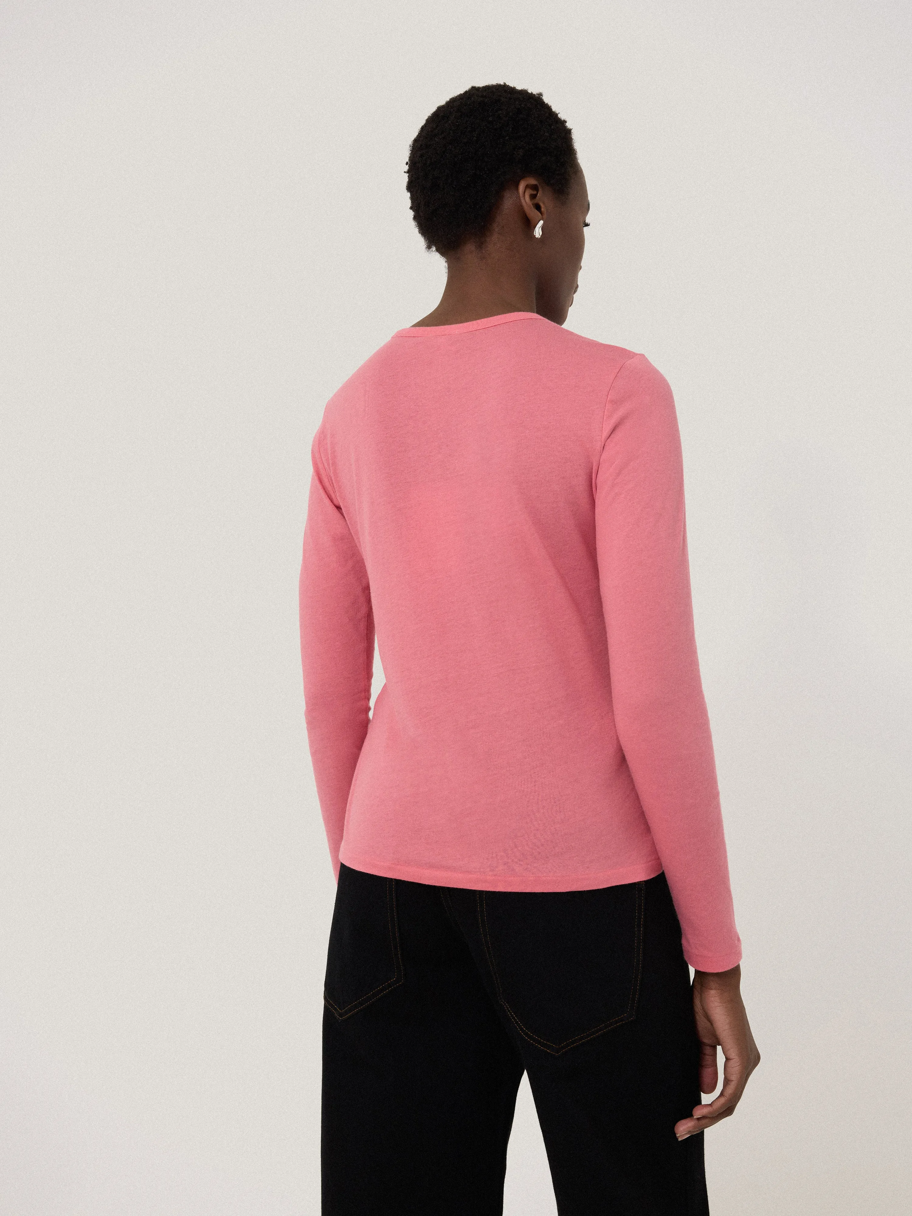 Supima Cotton Long Sleeve Tee | Pink Quartz sold by Jigsaw product image thumbnail 4