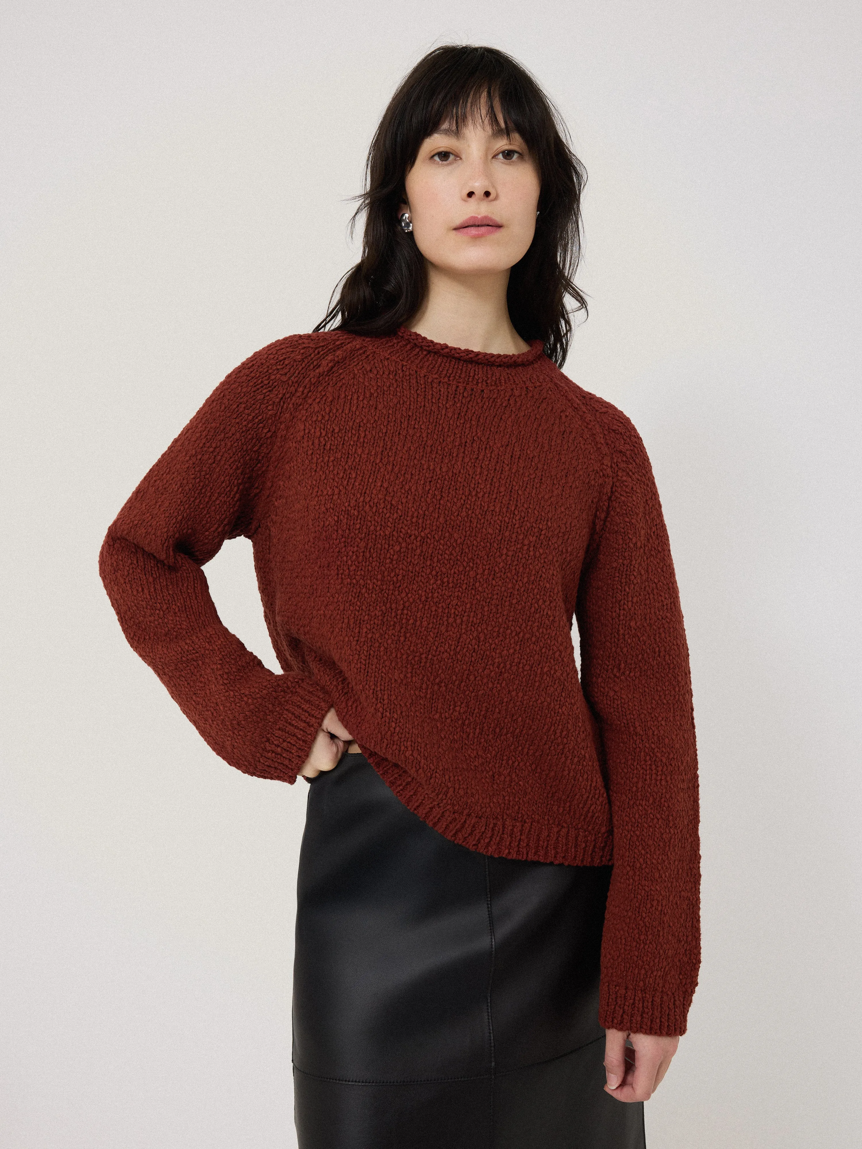 Chunky Textured Cotton Jumper | Red sold by Jigsaw