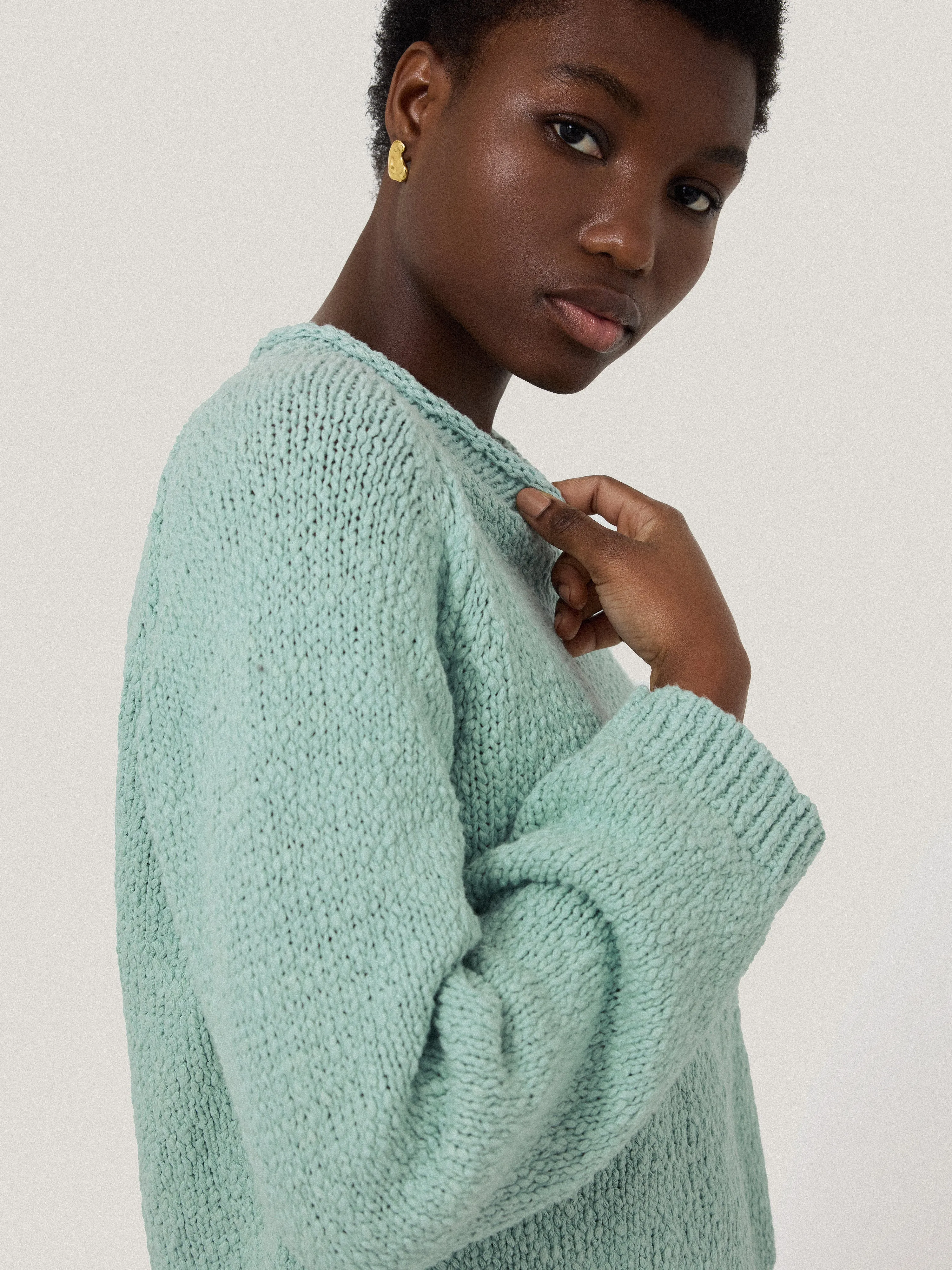 Chunky Textured Cotton Jumper | Mint sold by Jigsaw product image thumbnail 2