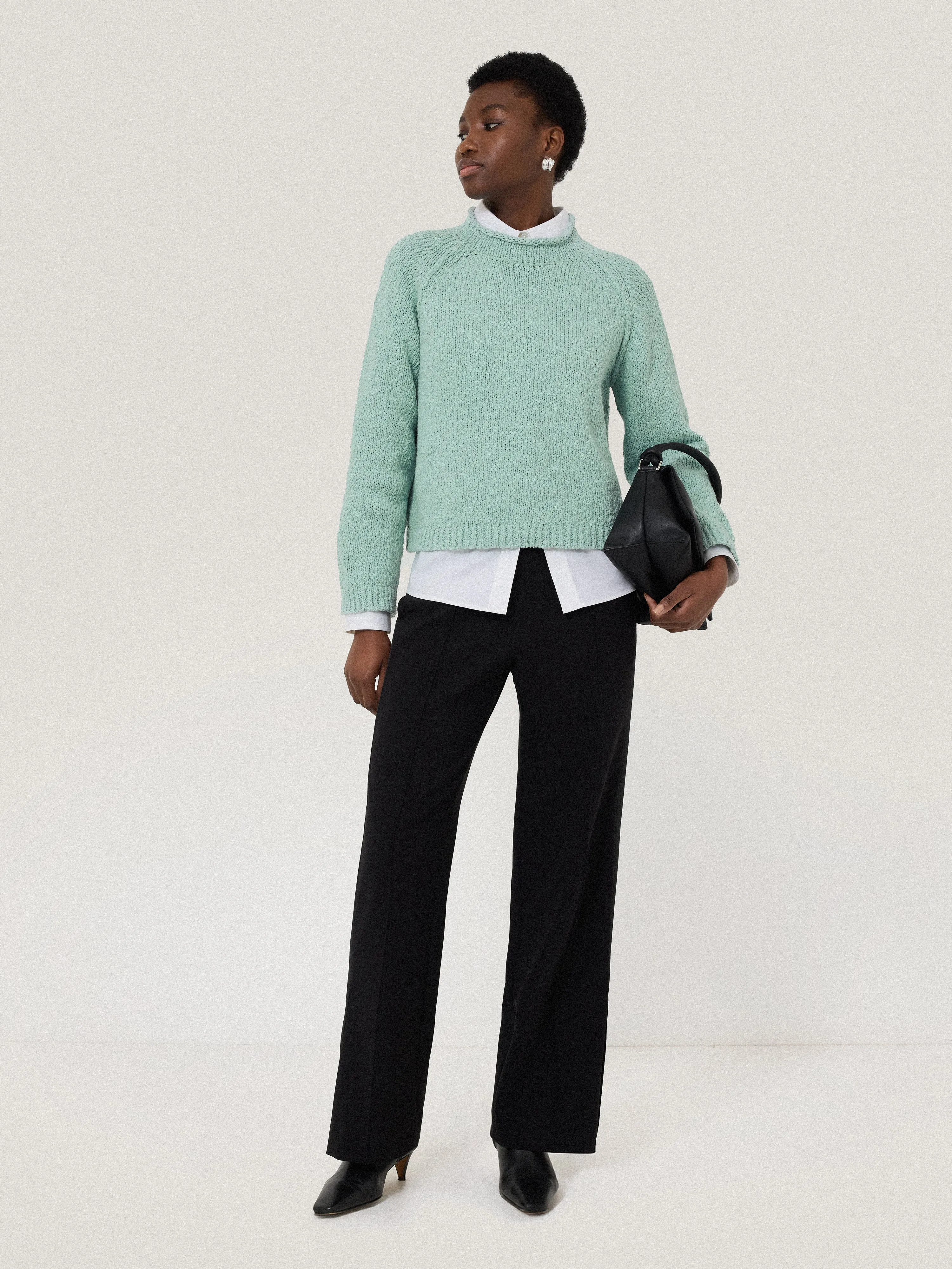 Chunky Textured Cotton Jumper | Mint sold by Jigsaw product image thumbnail 5
