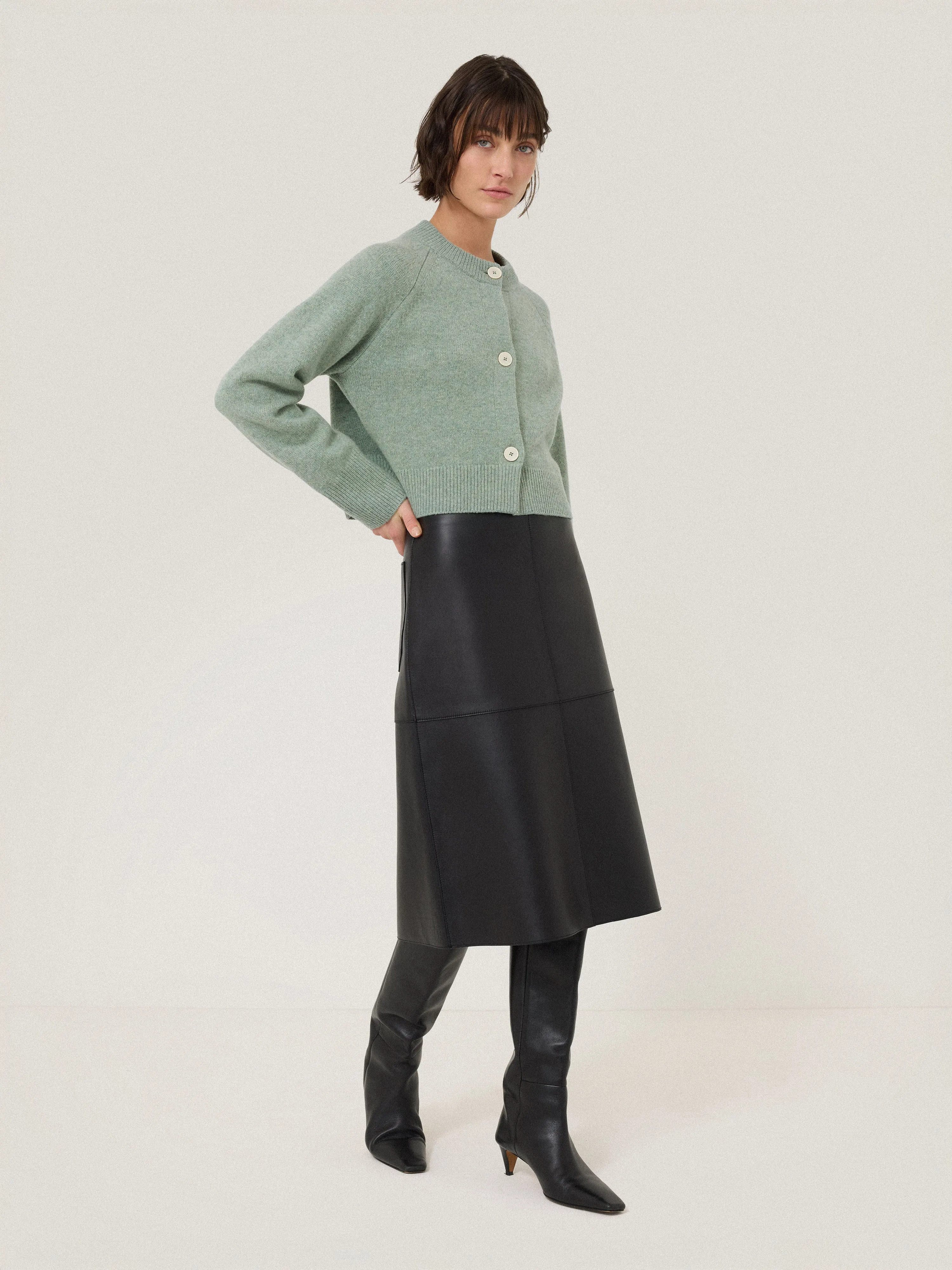 Wool Cropped Cardigan | Mint sold by Jigsaw product image thumbnail 3