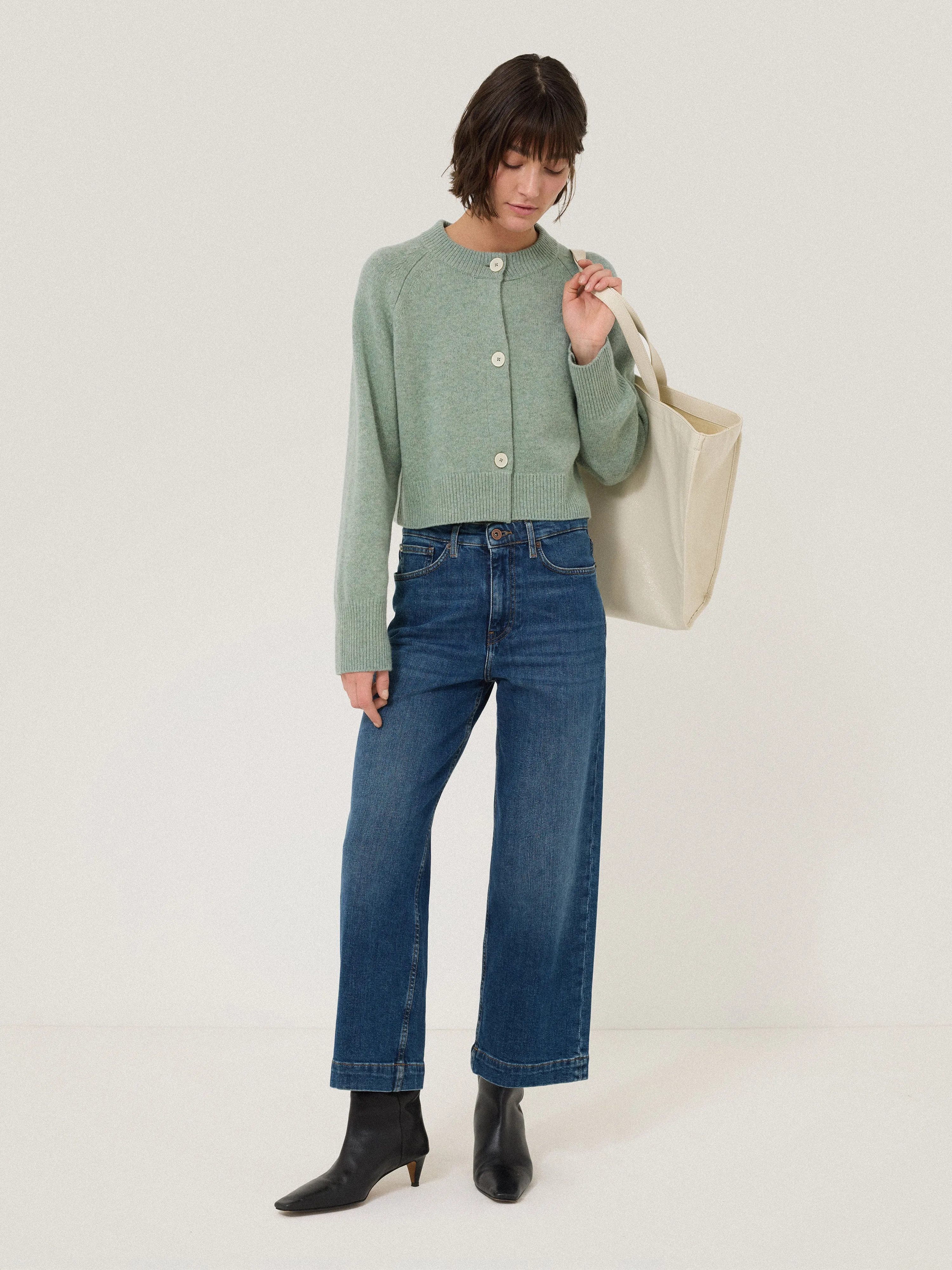 Wool Cropped Cardigan | Mint sold by Jigsaw product image thumbnail 5