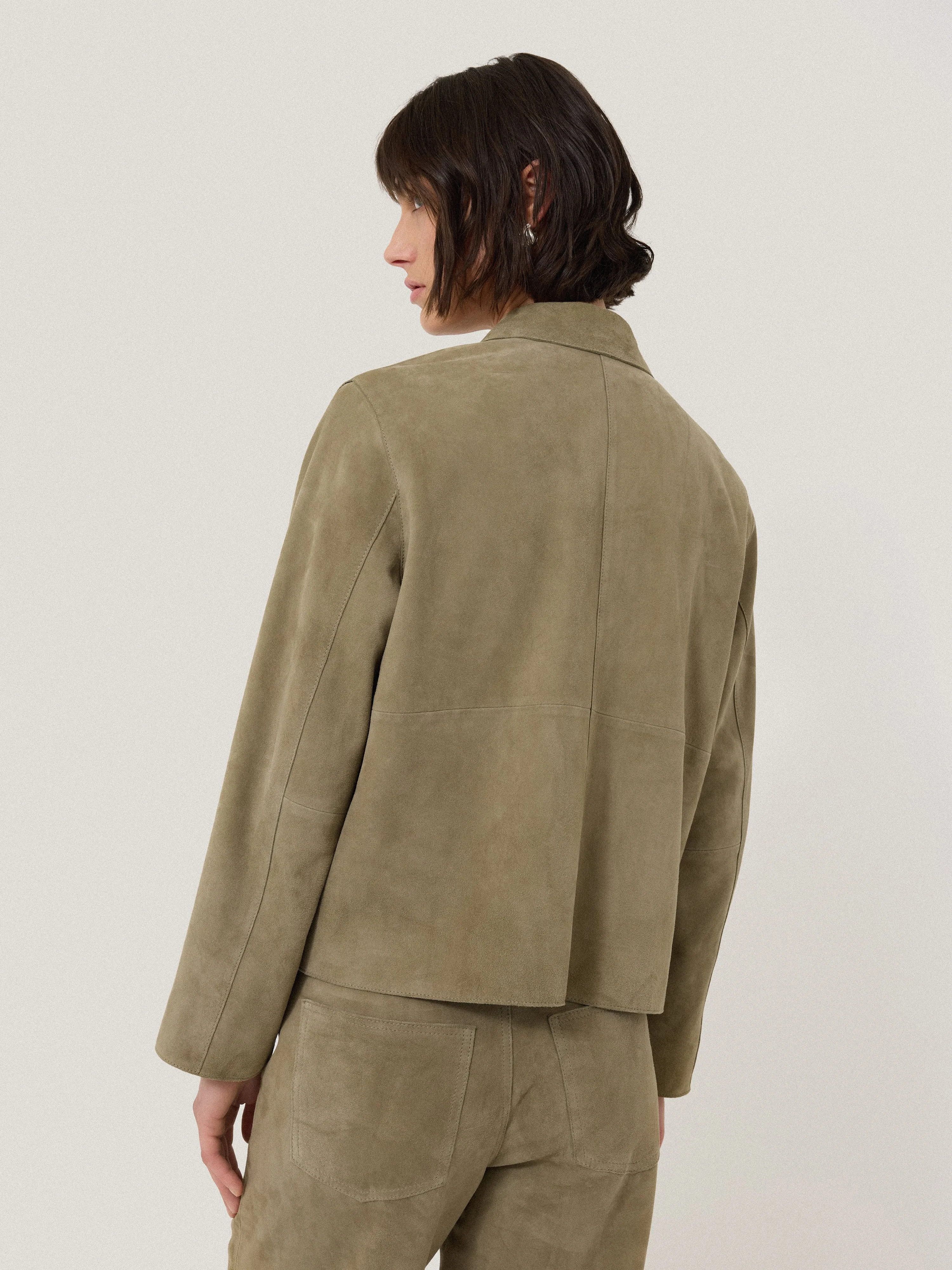Suede Cropped Jacket | Green sold by Jigsaw product image thumbnail 5