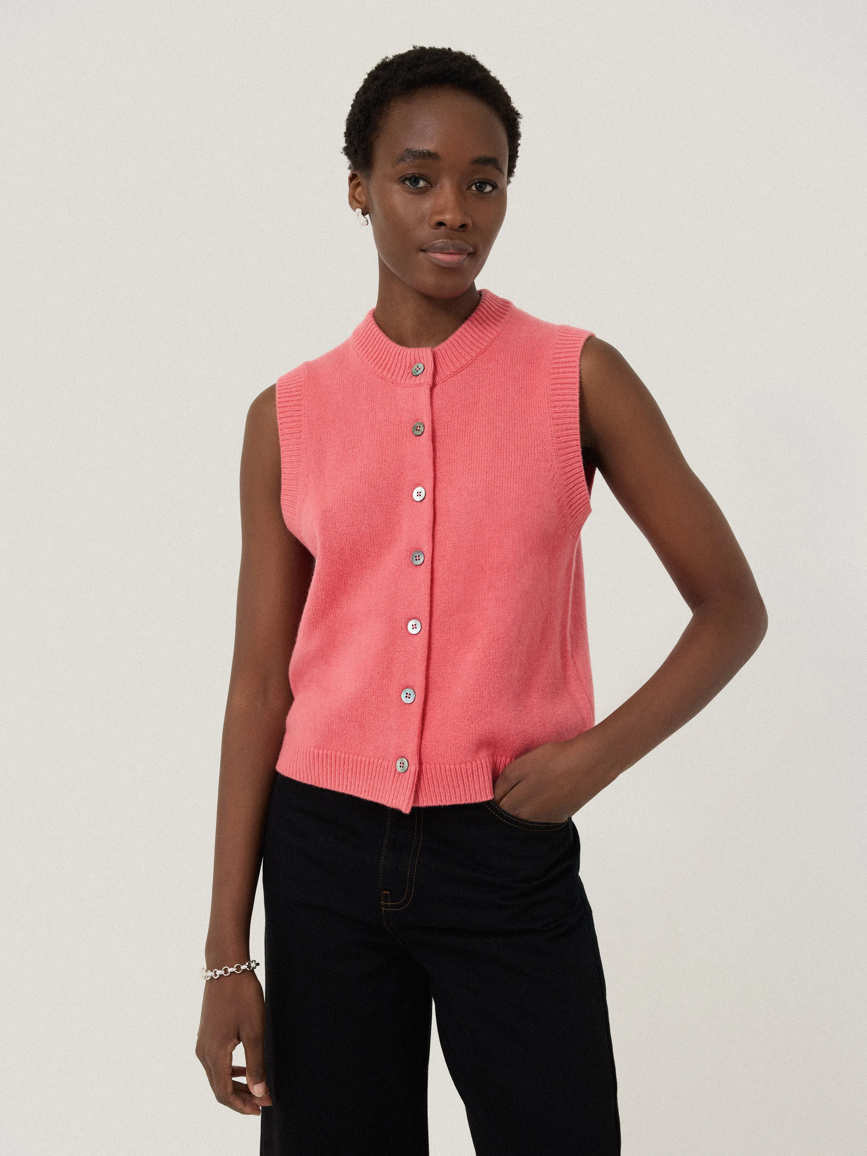 Wool Cashmere Blend Waistcoat | Pink sold by Jigsaw