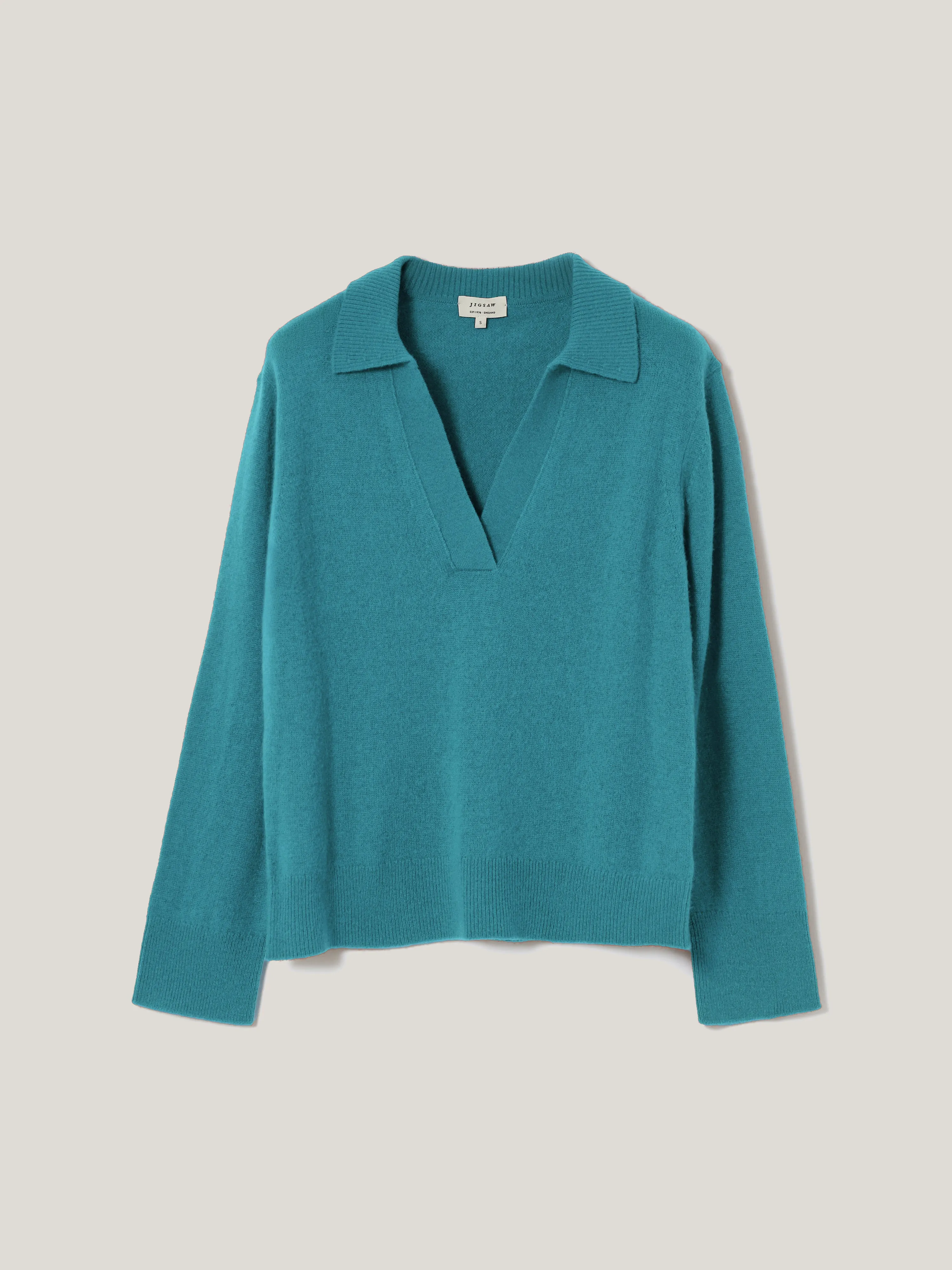 Compact Wool Collar Jumper | Powder Blue sold by Jigsaw