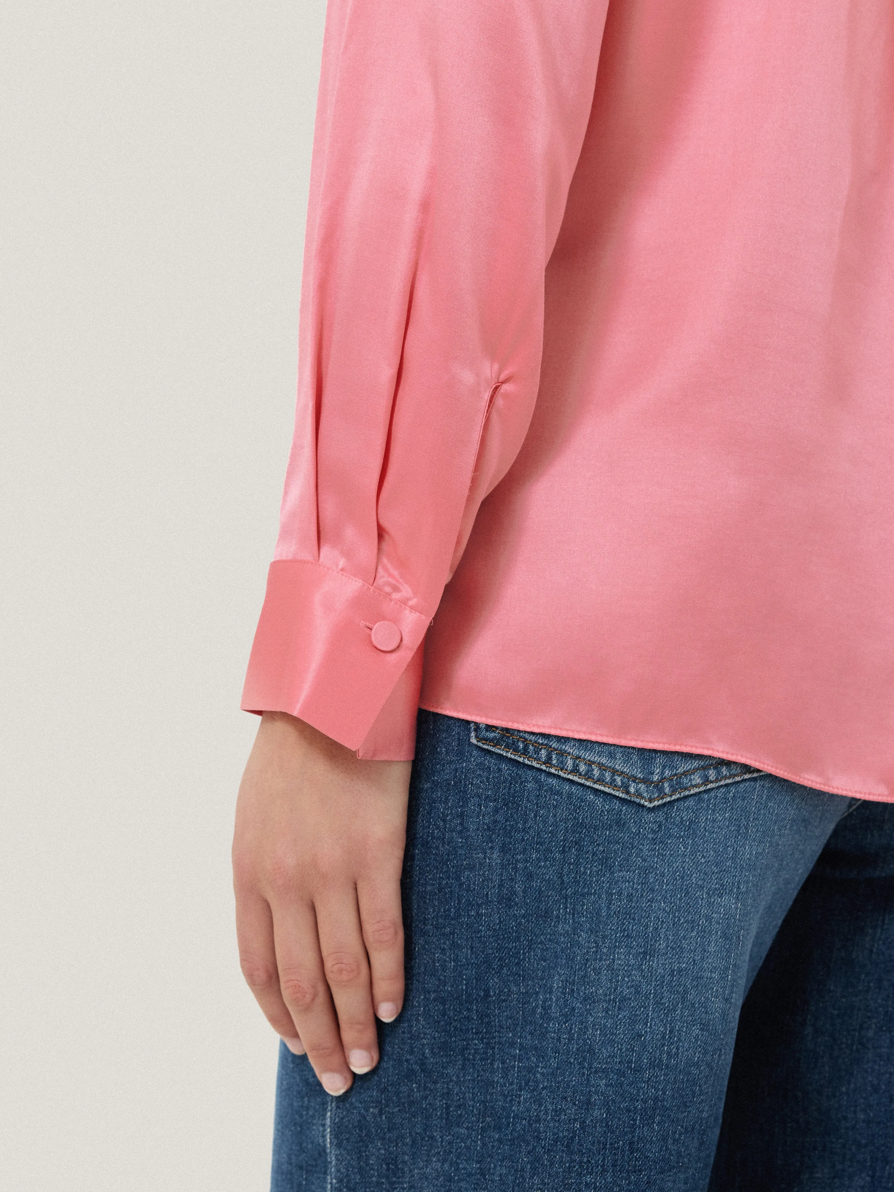 Silk Satin Blend Shirt | Pink sold by Jigsaw product image thumbnail 3
