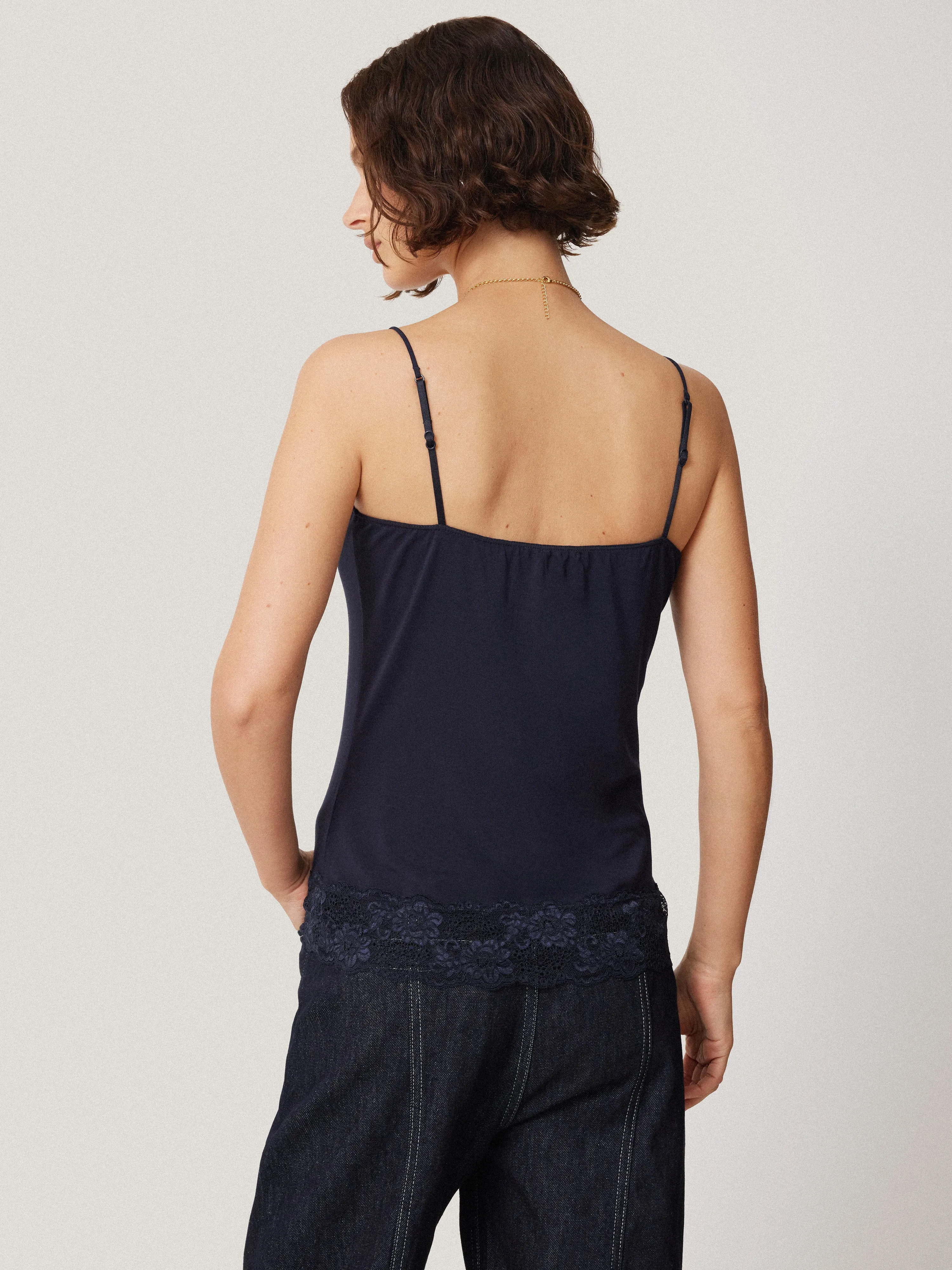 Modal Lace Vest | Navy sold by Jigsaw product image thumbnail 3