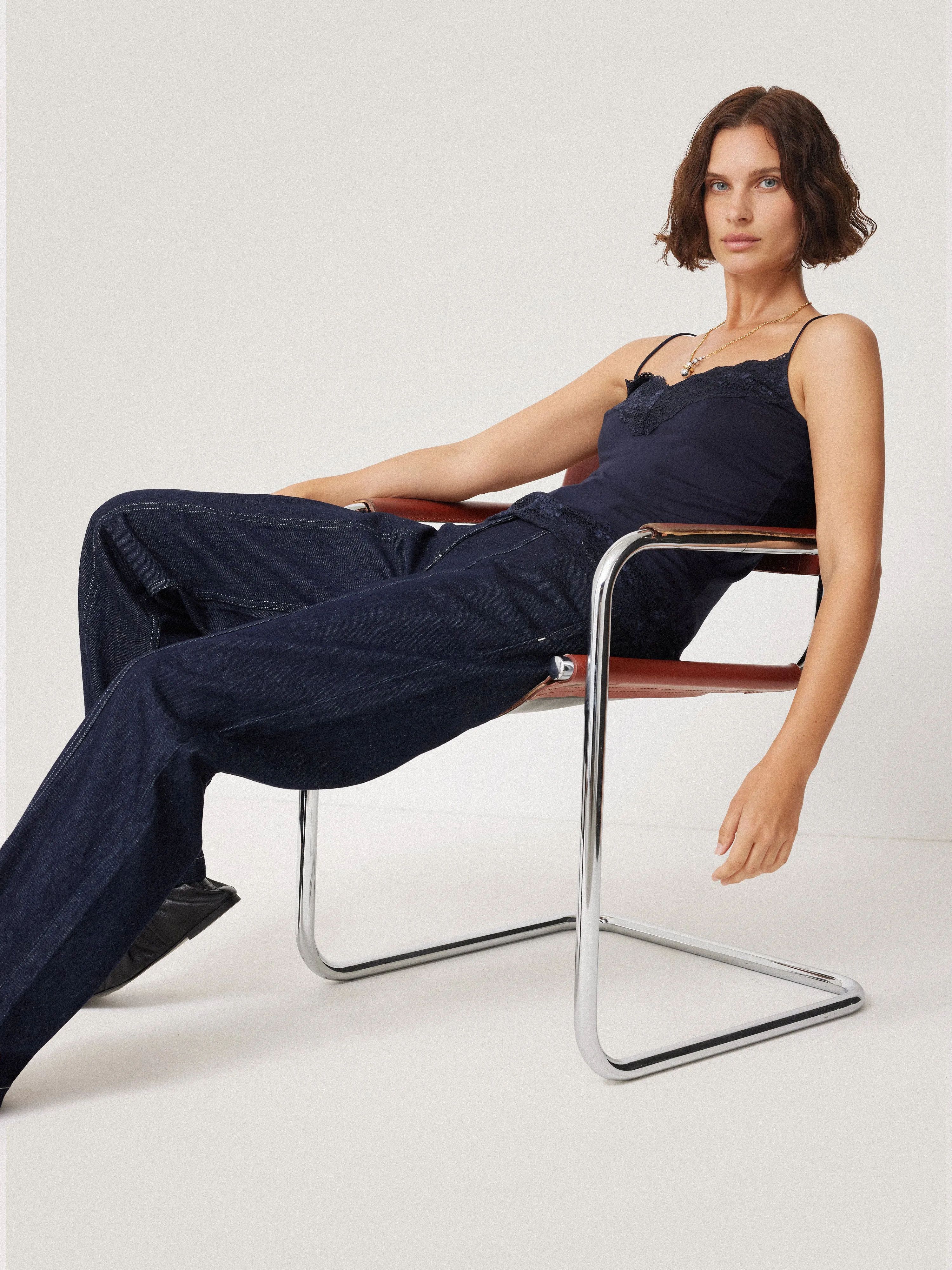 Modal Lace Vest | Navy sold by Jigsaw product image thumbnail 5