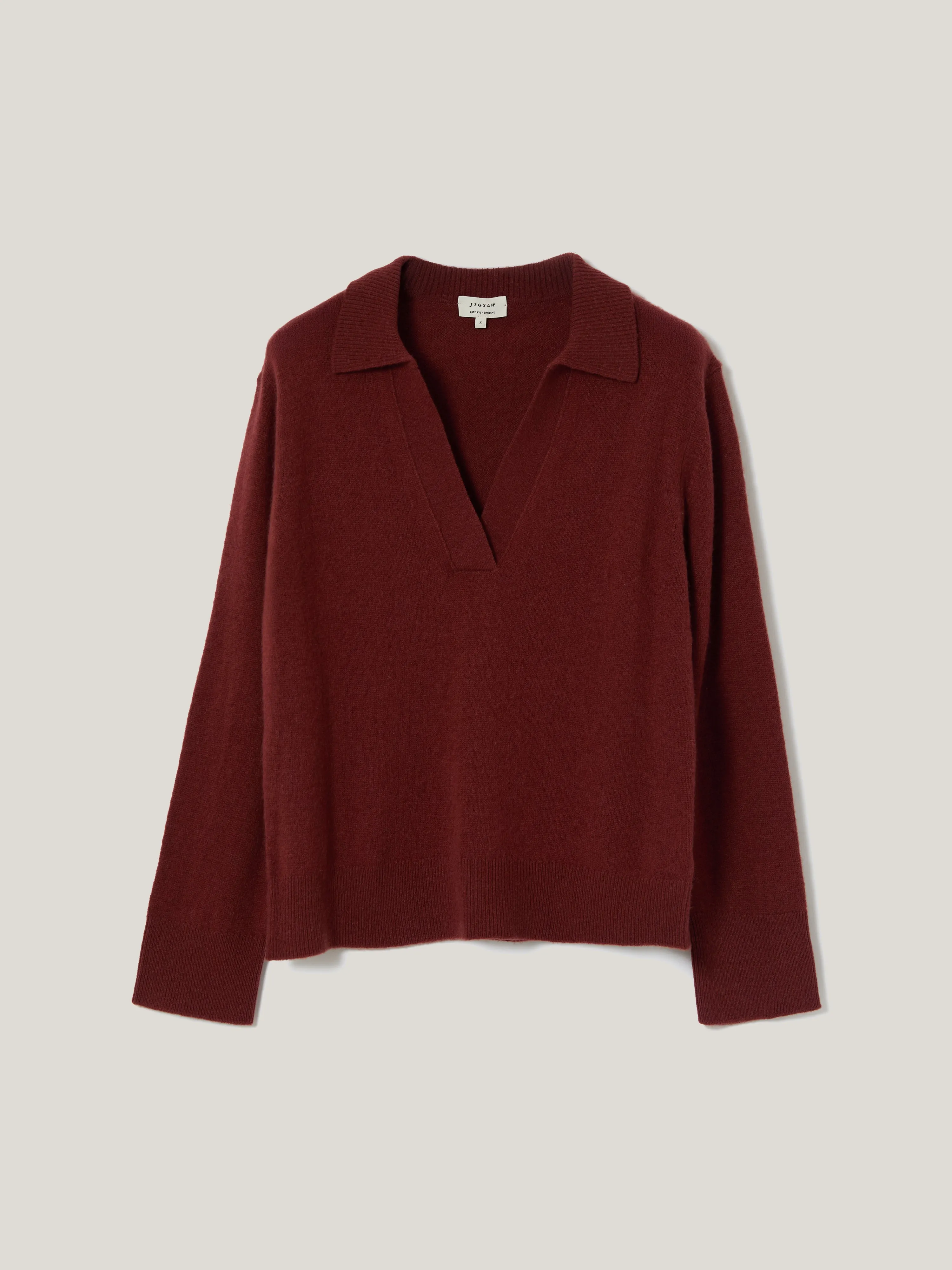 Compact Wool Collar Jumper | Red sold by Jigsaw