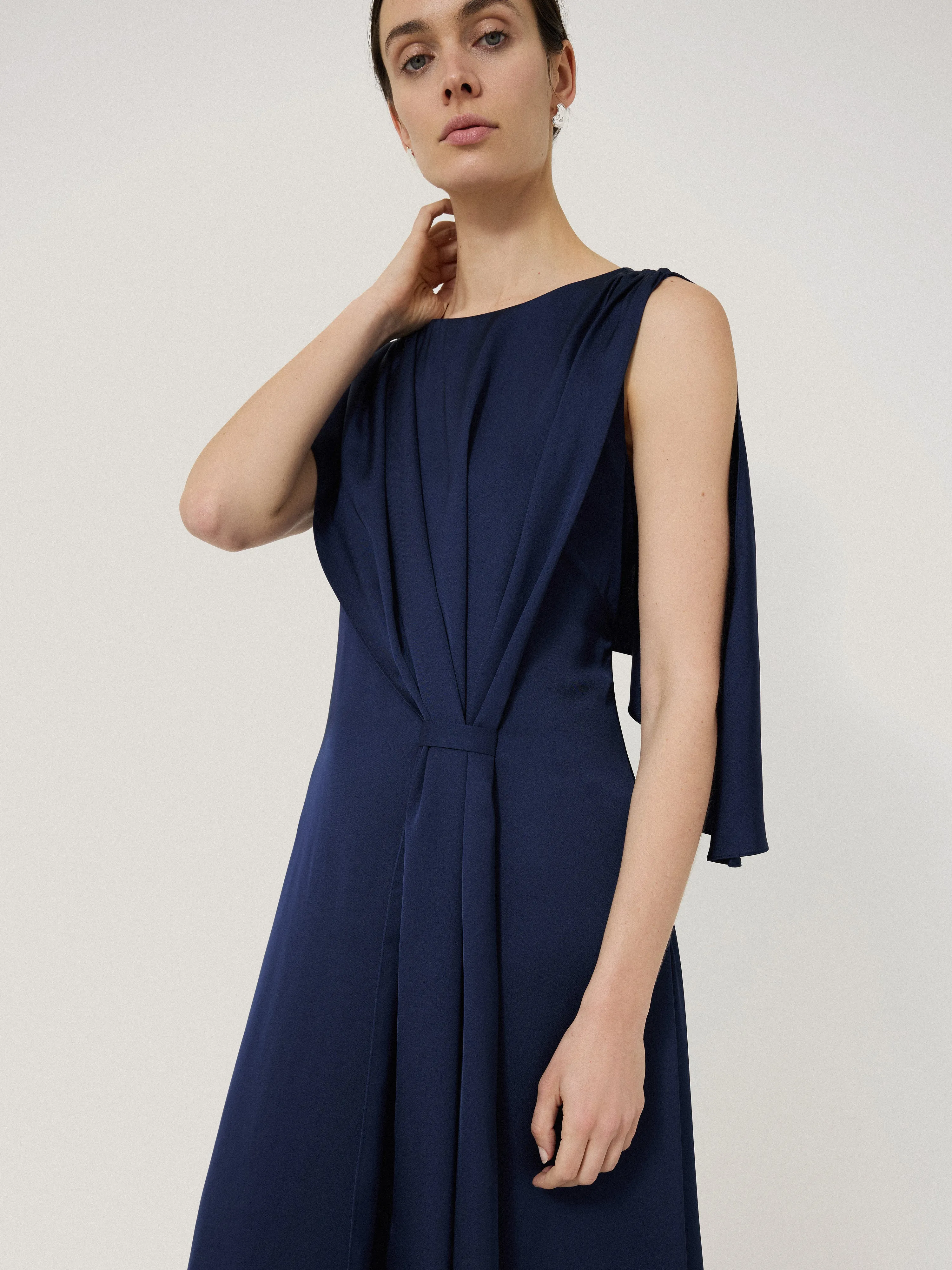 Draped Tie Detail Dress | Navy sold by Jigsaw product image thumbnail 2