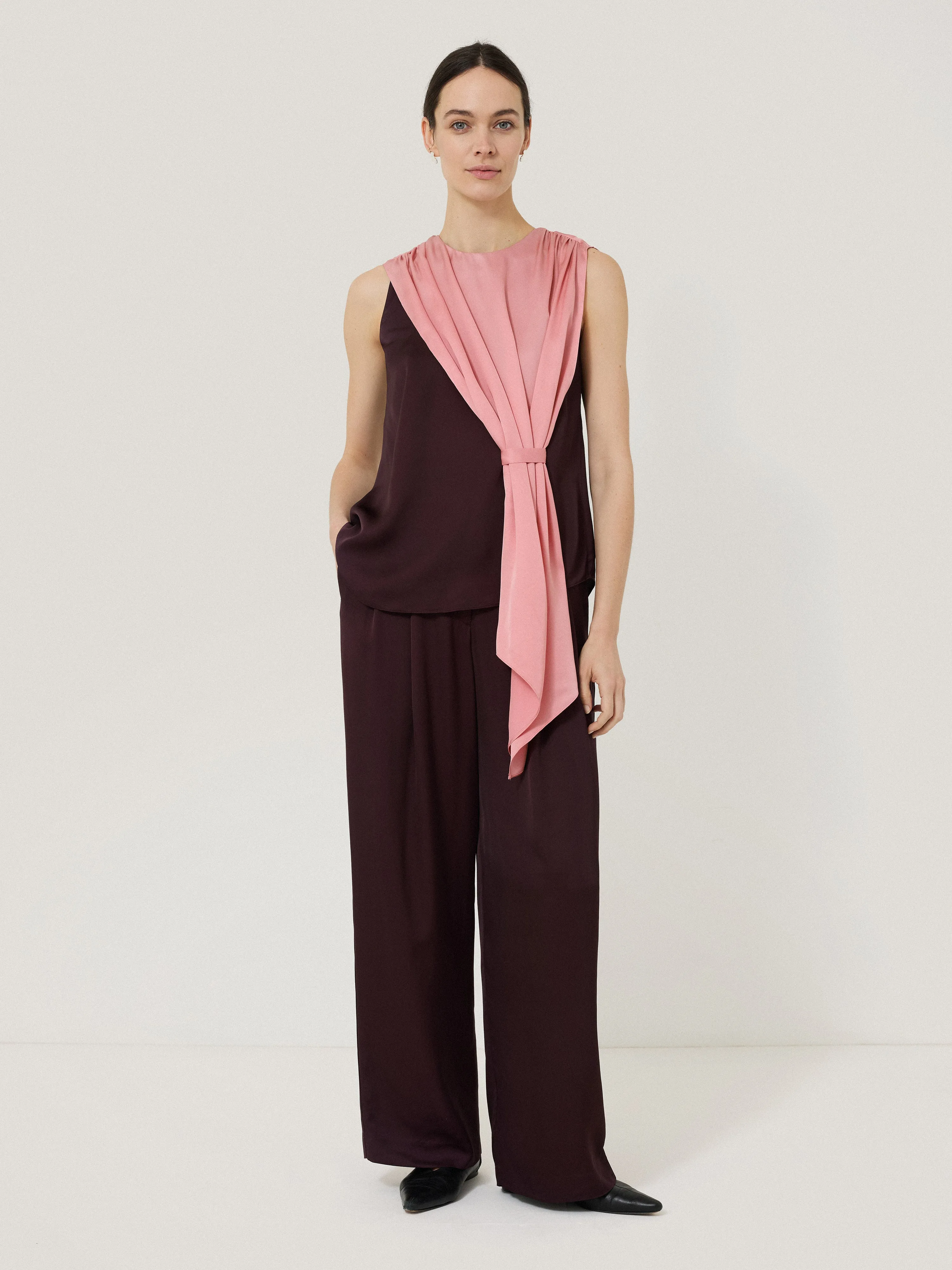 Draped Tie Detail Top | Oxblood sold by Jigsaw product image thumbnail 3