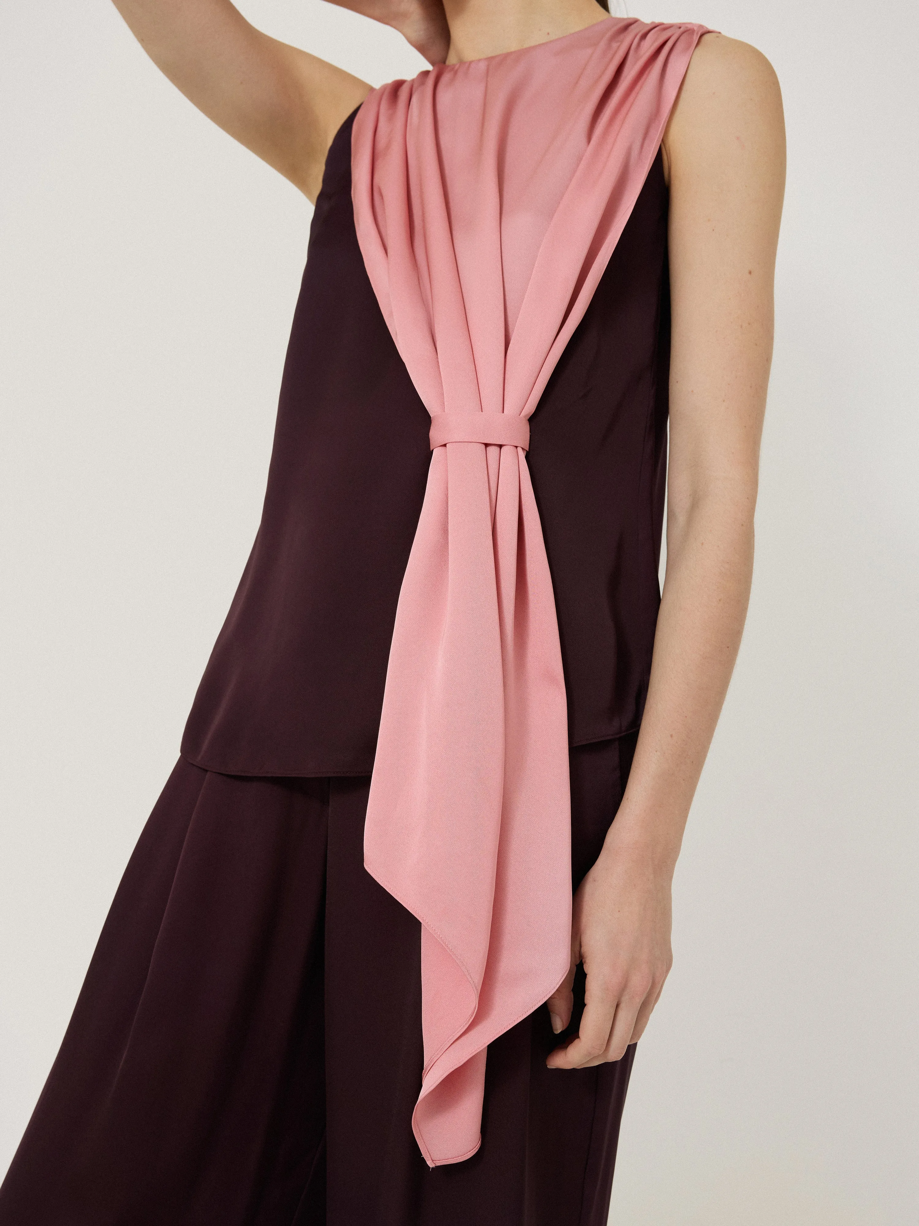 Draped Tie Detail Top | Oxblood sold by Jigsaw product image thumbnail 2