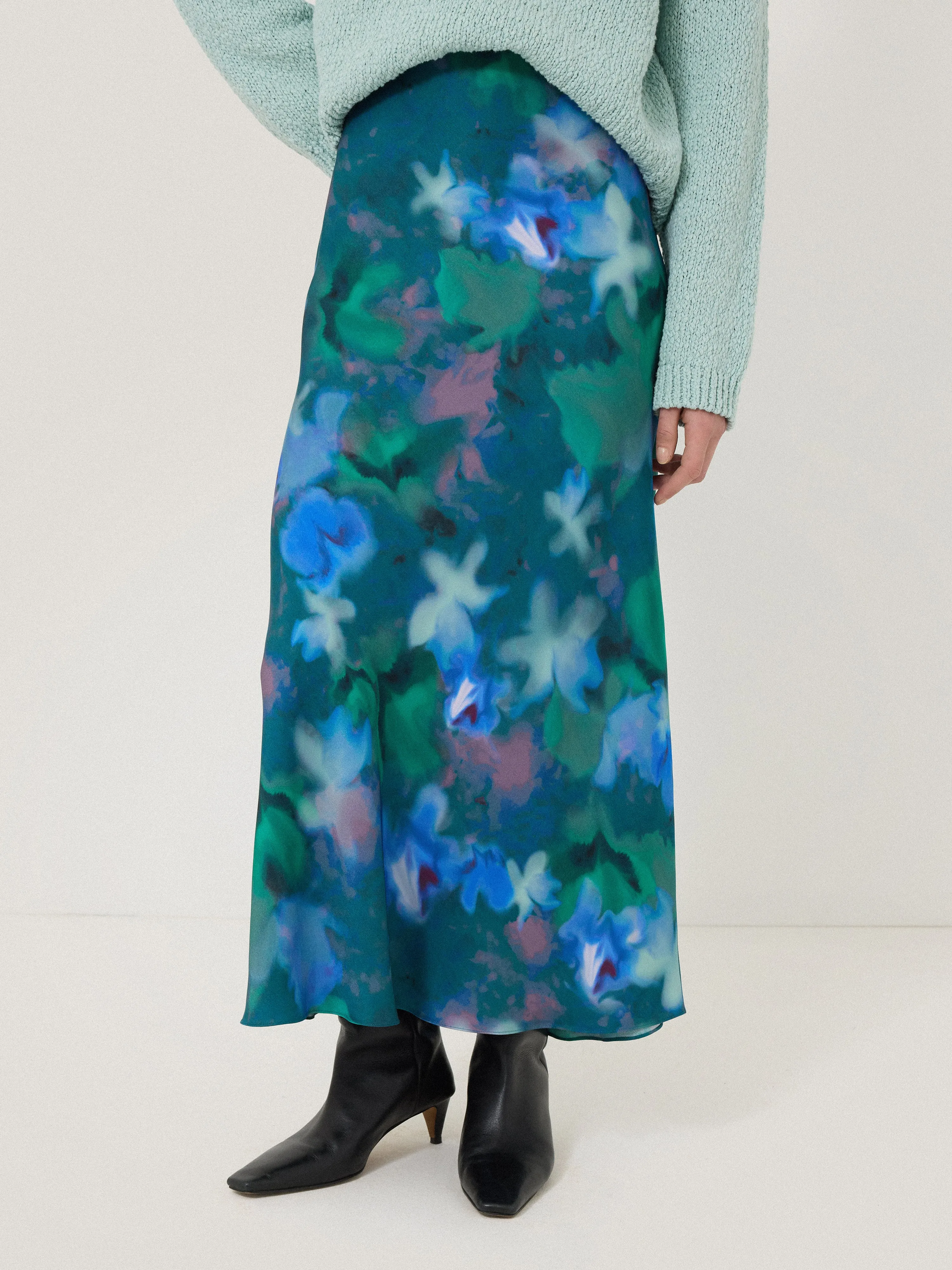 Floral Mist Maxi Skirt | Green sold by Jigsaw