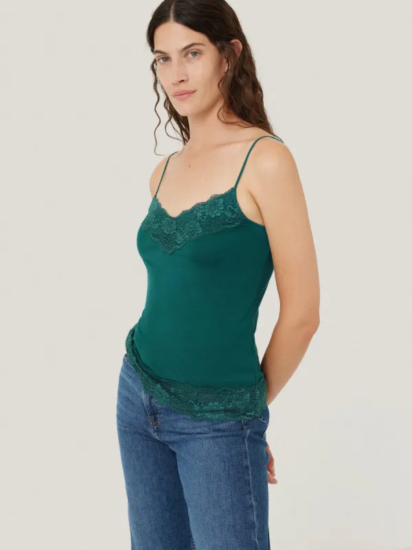 Modal Lace Vest | Sherwood Green sold by Jigsaw