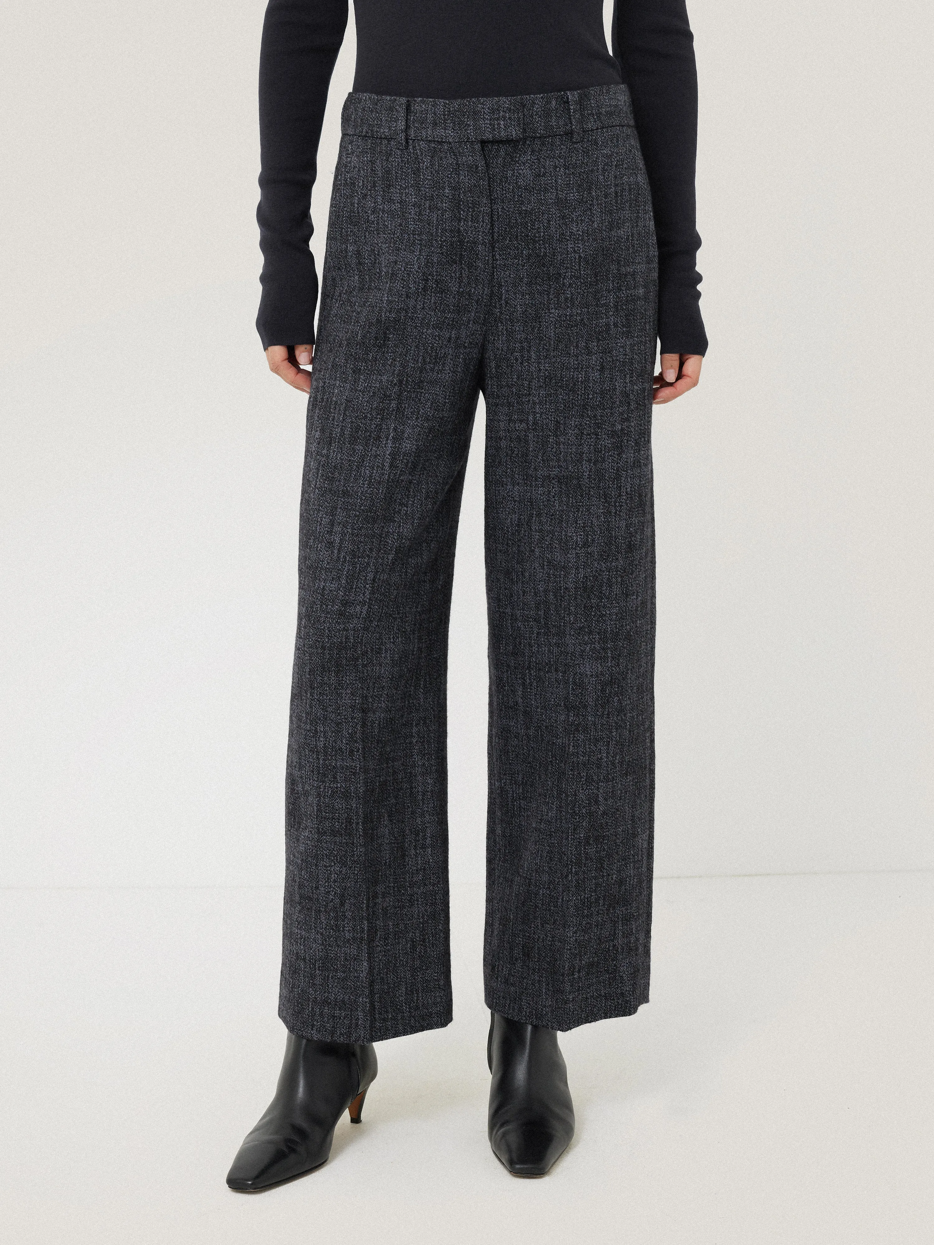 Hale Boucle Cropped Trousers | Navy sold by Jigsaw