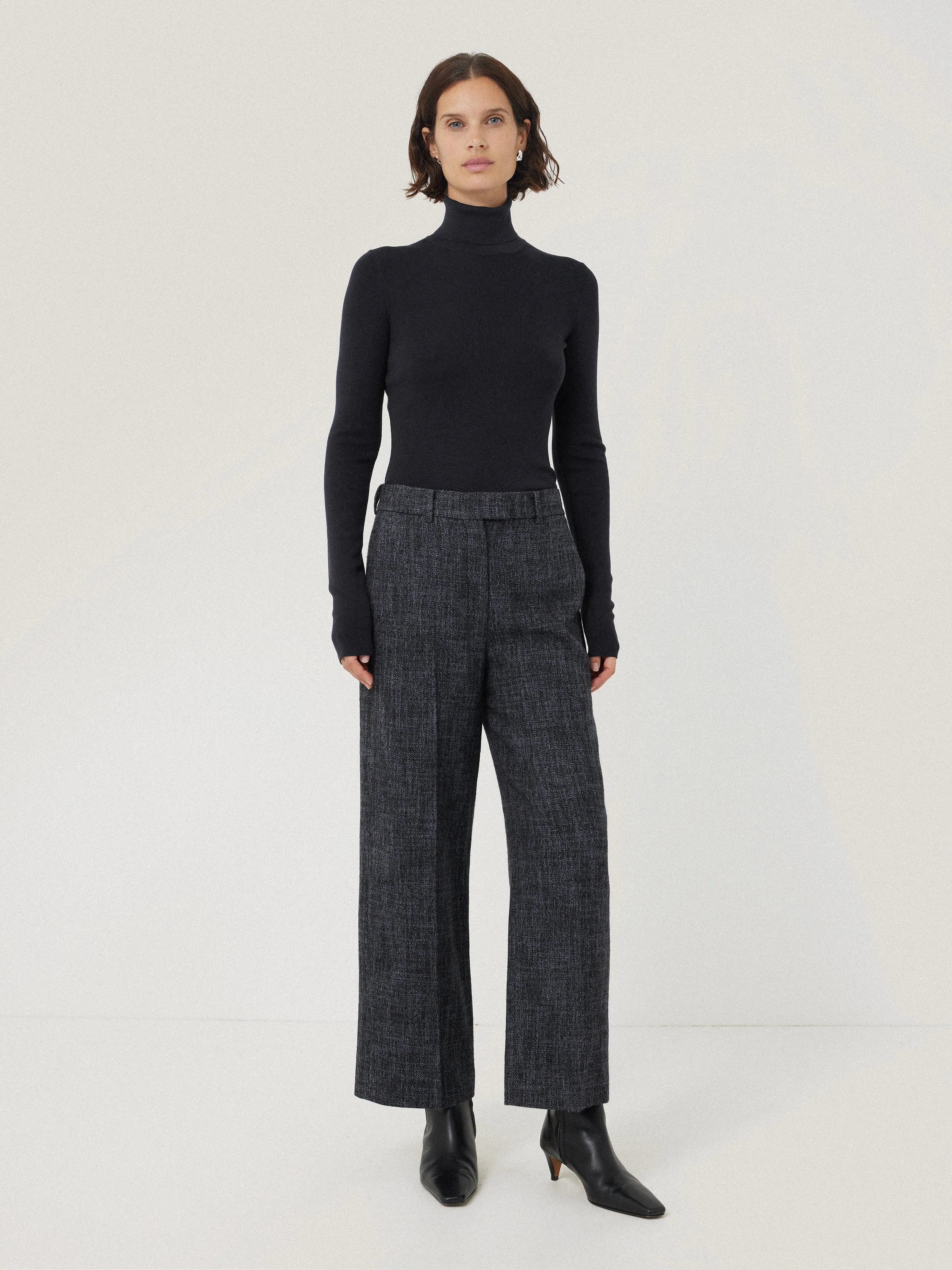 Hale Boucle Cropped Trousers | Navy sold by Jigsaw product image thumbnail 3