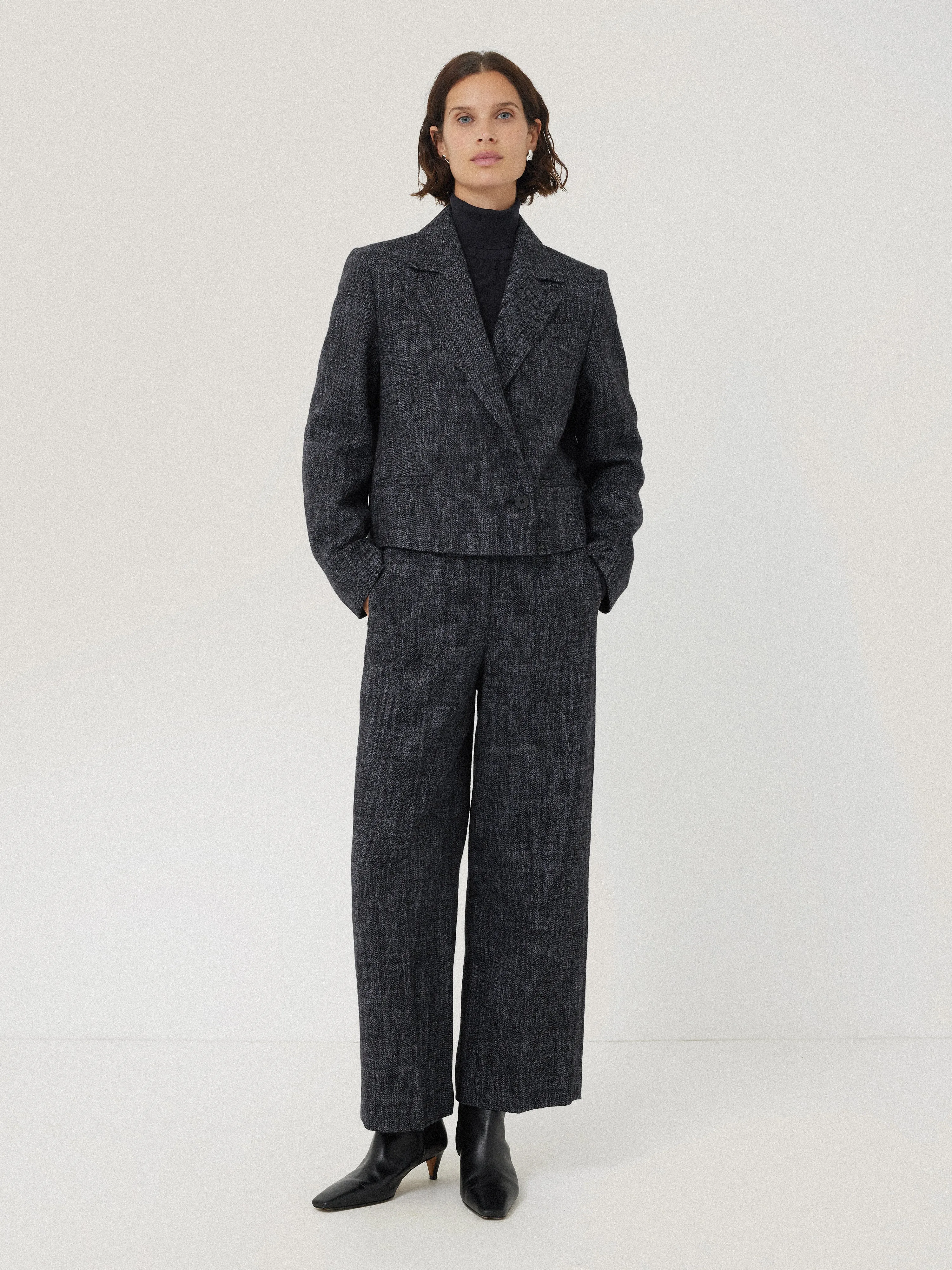 Kelvin Boucle Cropped Jacket | Navy sold by Jigsaw product image thumbnail 3