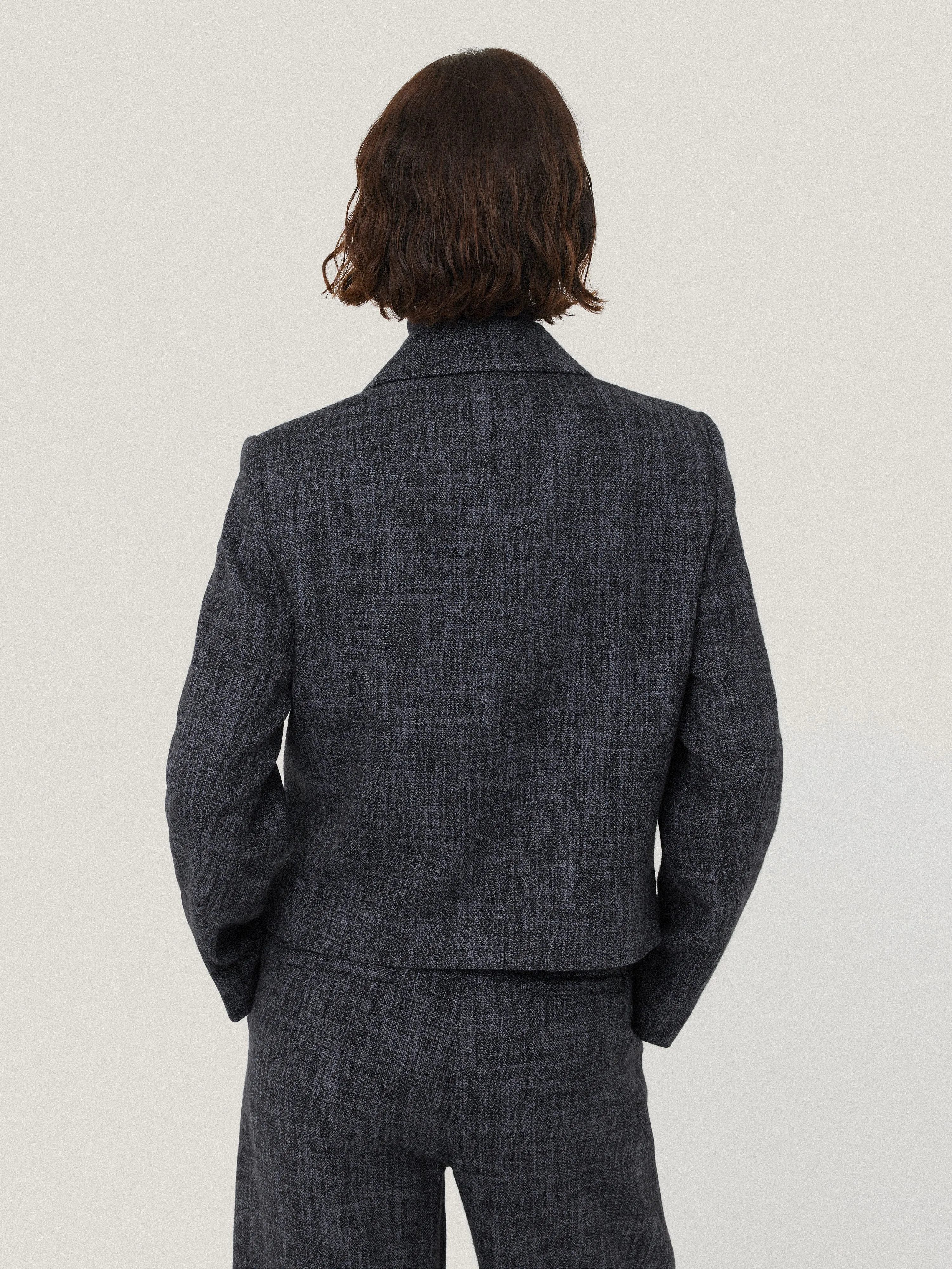 Kelvin Boucle Cropped Jacket | Navy sold by Jigsaw product image thumbnail 5