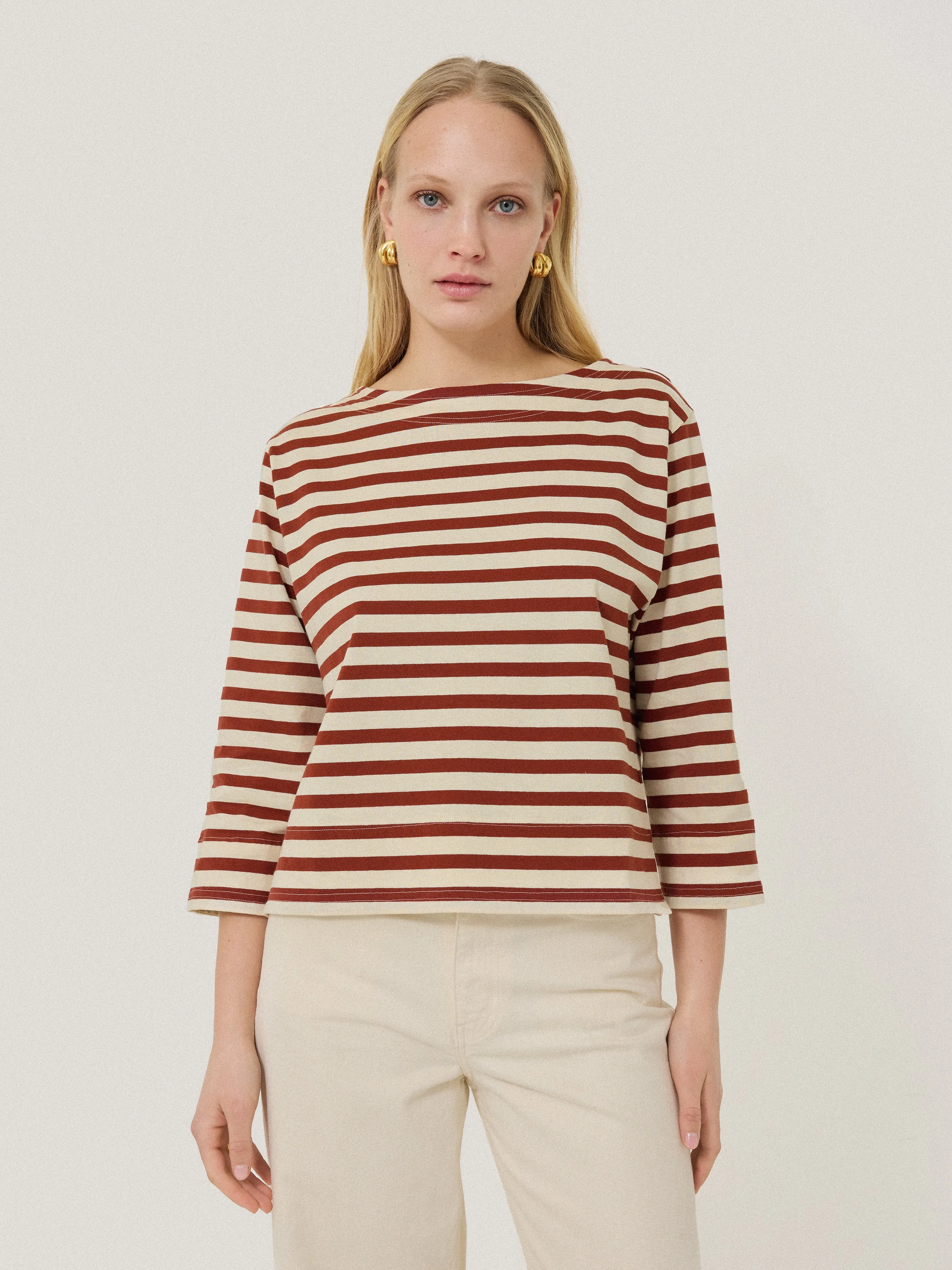 Cotton Trim Breton Top | Red sold by Jigsaw