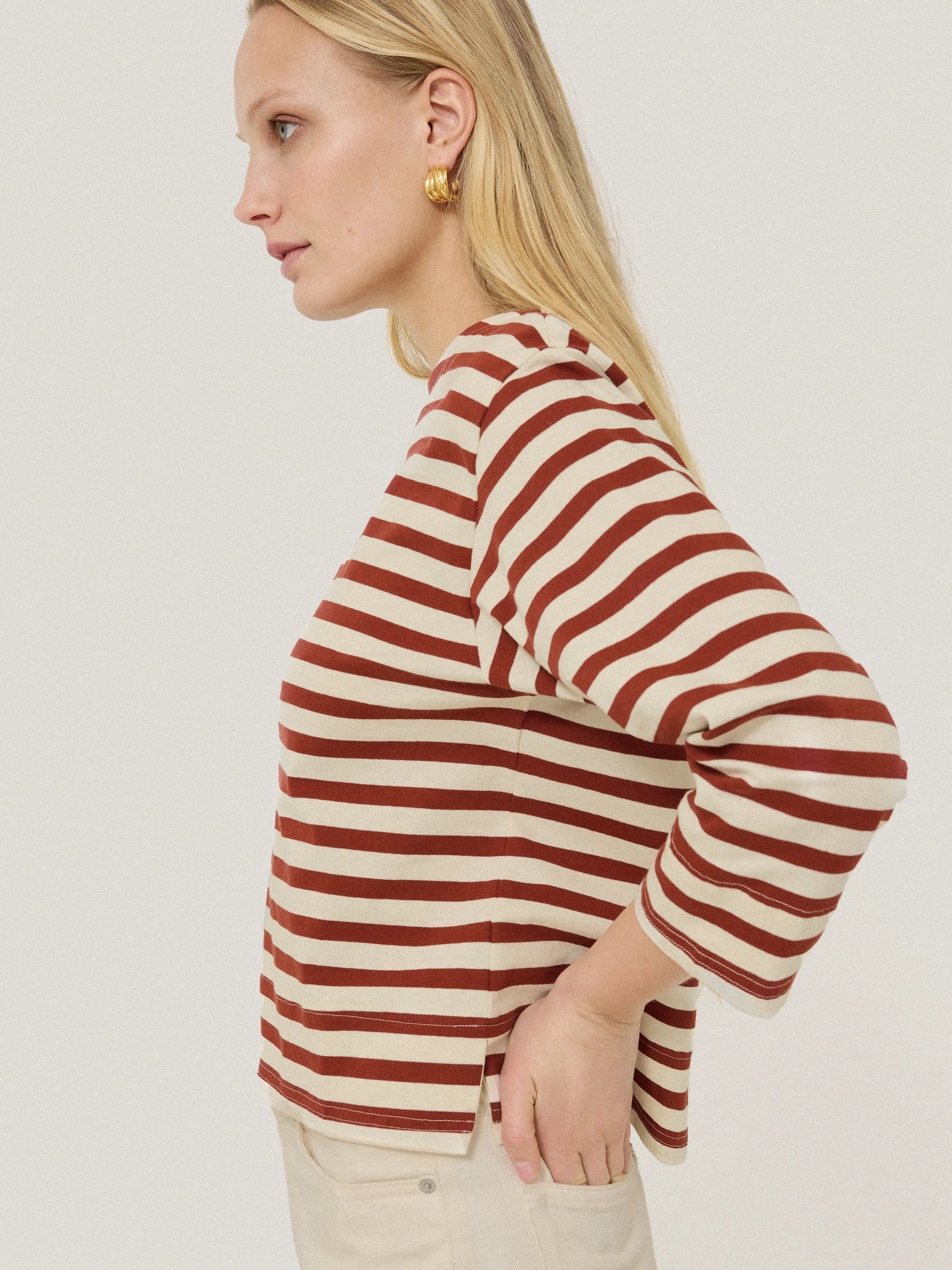 Cotton Trim Breton Top | Red sold by Jigsaw product image thumbnail 2