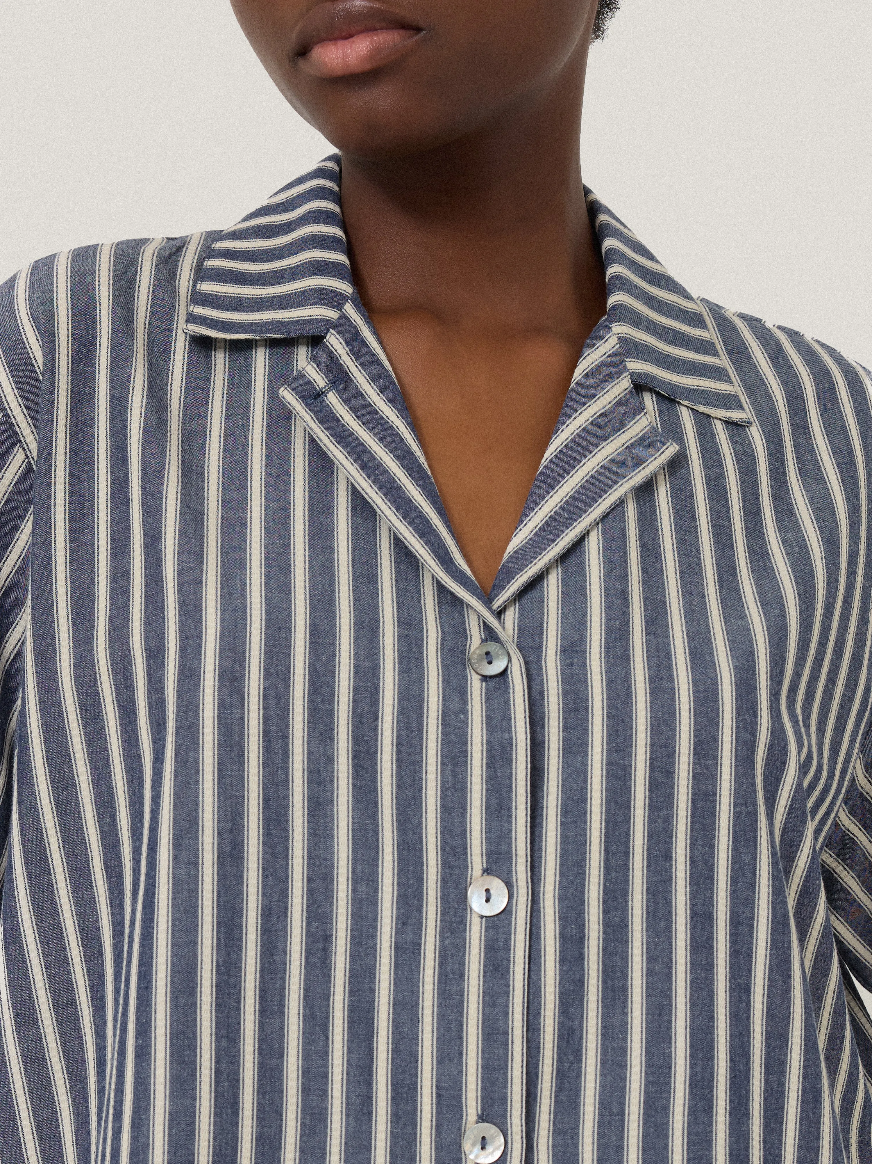 Cotton Stripe Short Pyjama | Blue sold by Jigsaw product image thumbnail 4