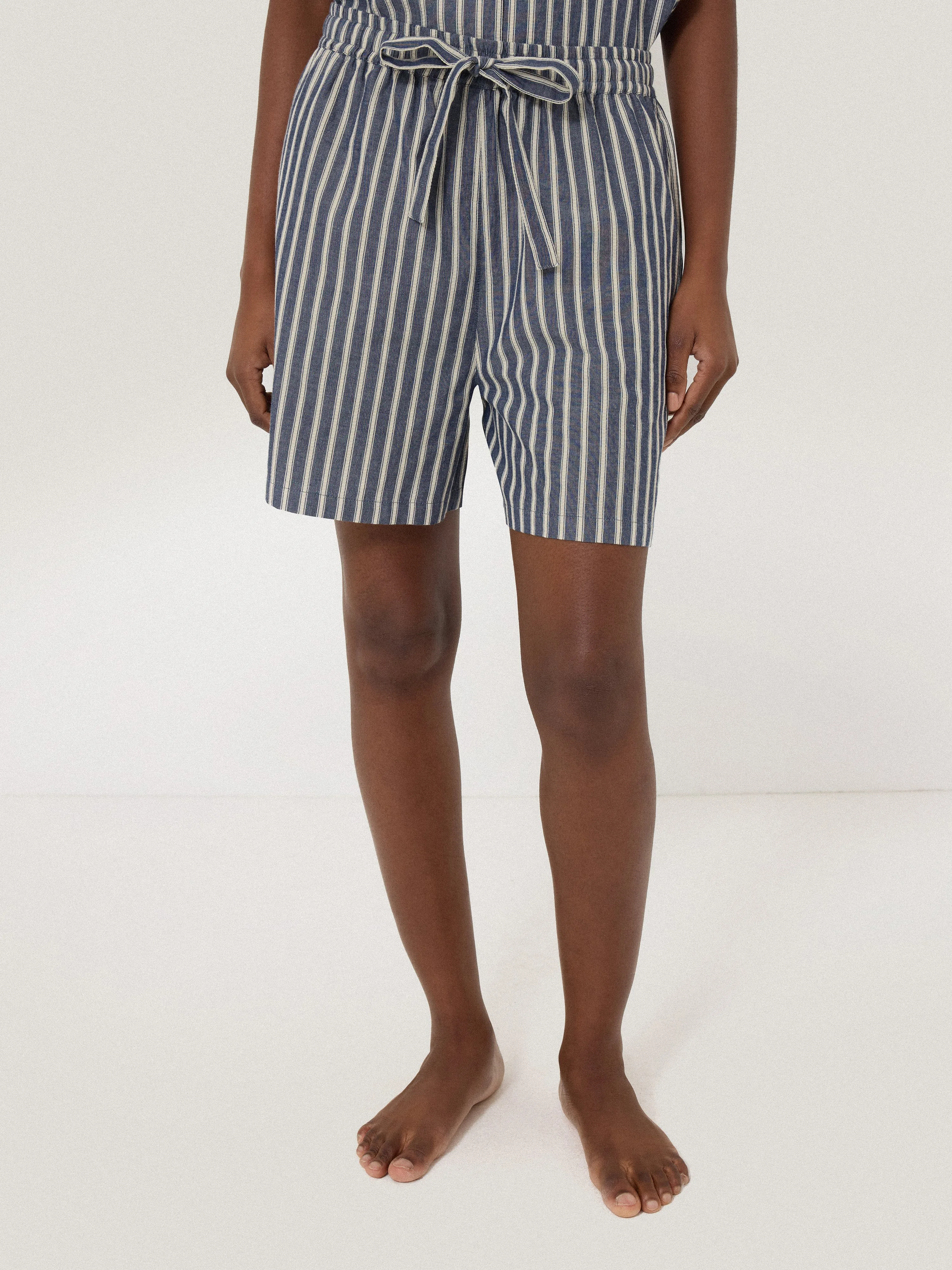 Cotton Stripe Short Pyjama | Blue sold by Jigsaw product image thumbnail 3