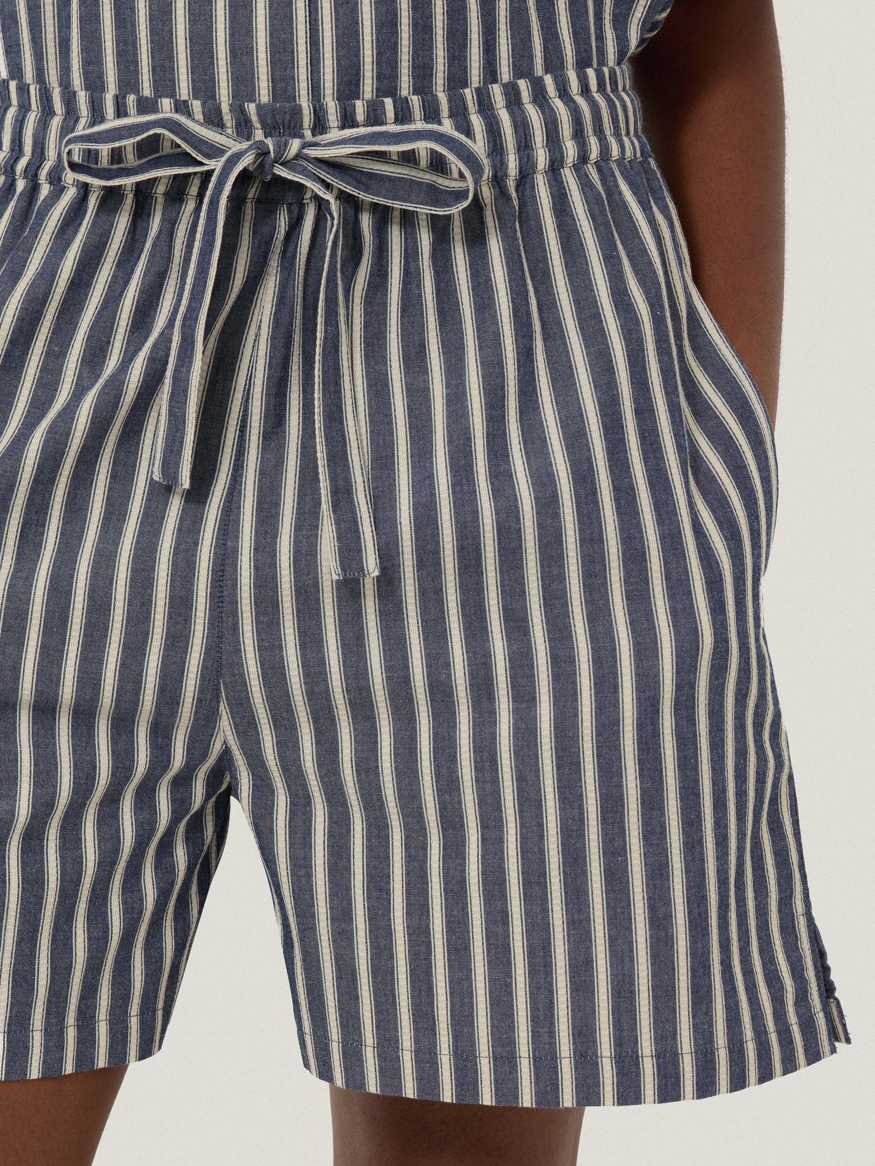 Cotton Stripe Short Pyjama | Blue sold by Jigsaw product image thumbnail 5