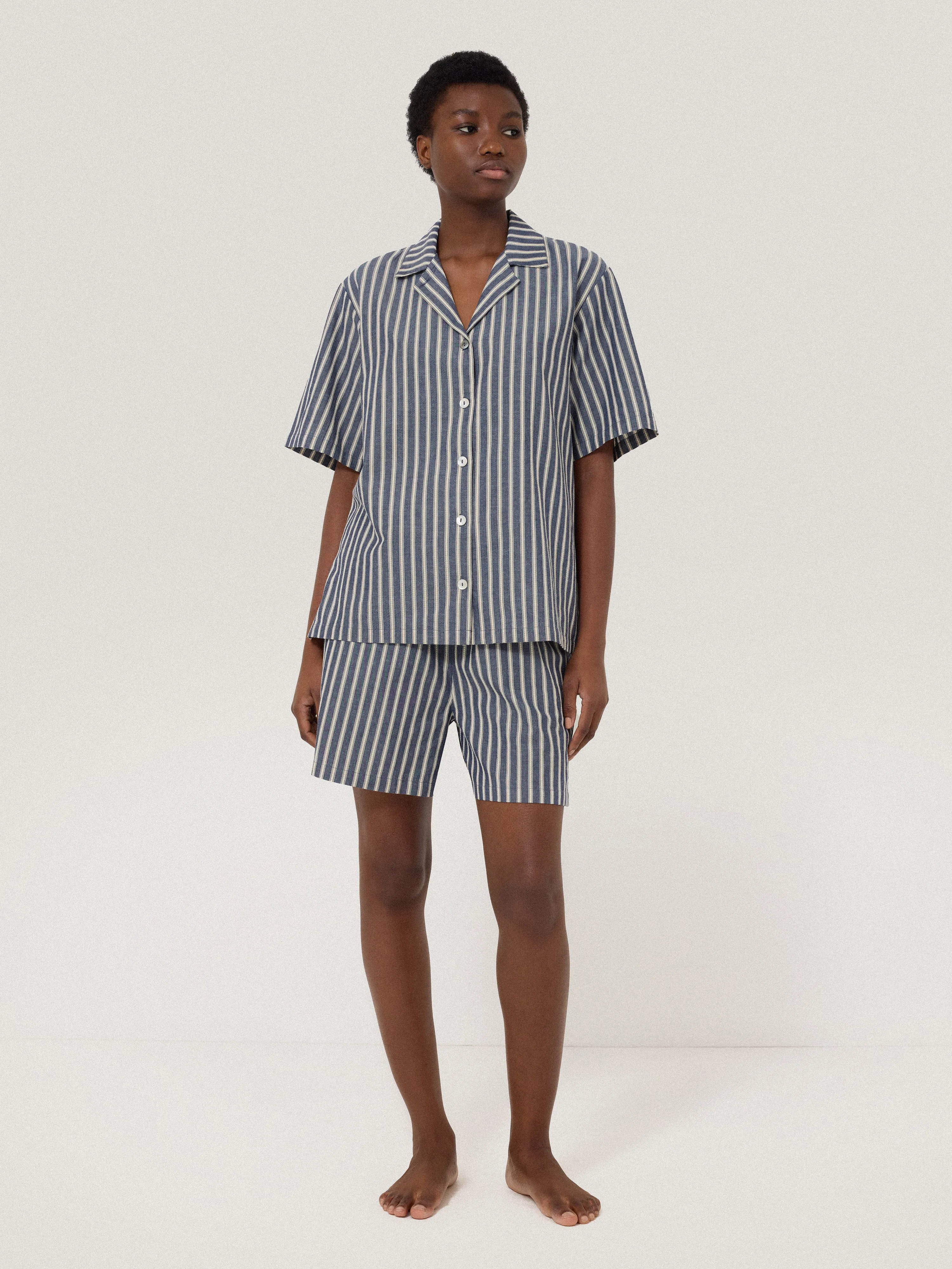 Cotton Stripe Short Pyjama | Blue sold by Jigsaw