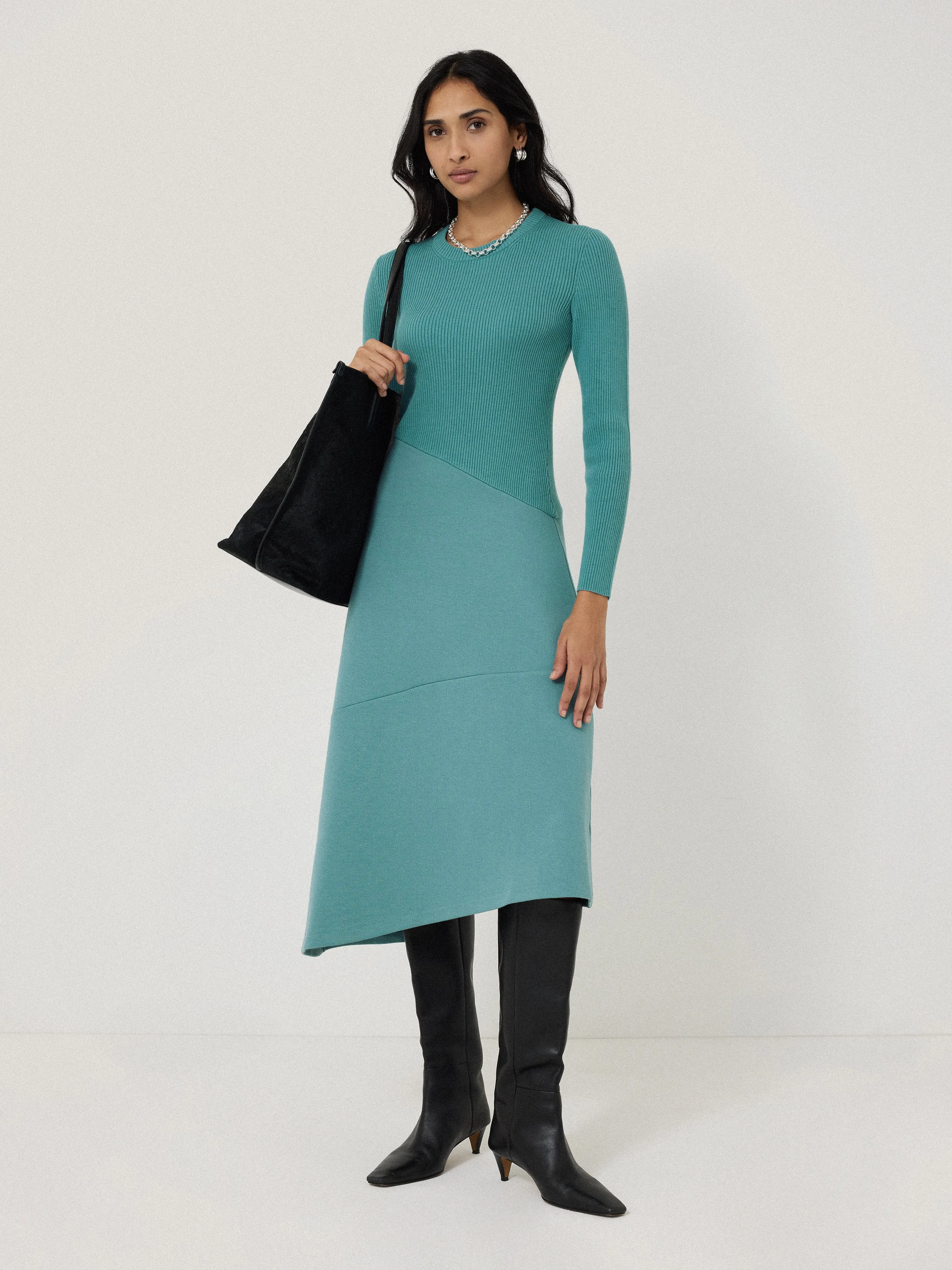 Mixed Media Panelled Dress | Blue sold by Jigsaw product image thumbnail 3