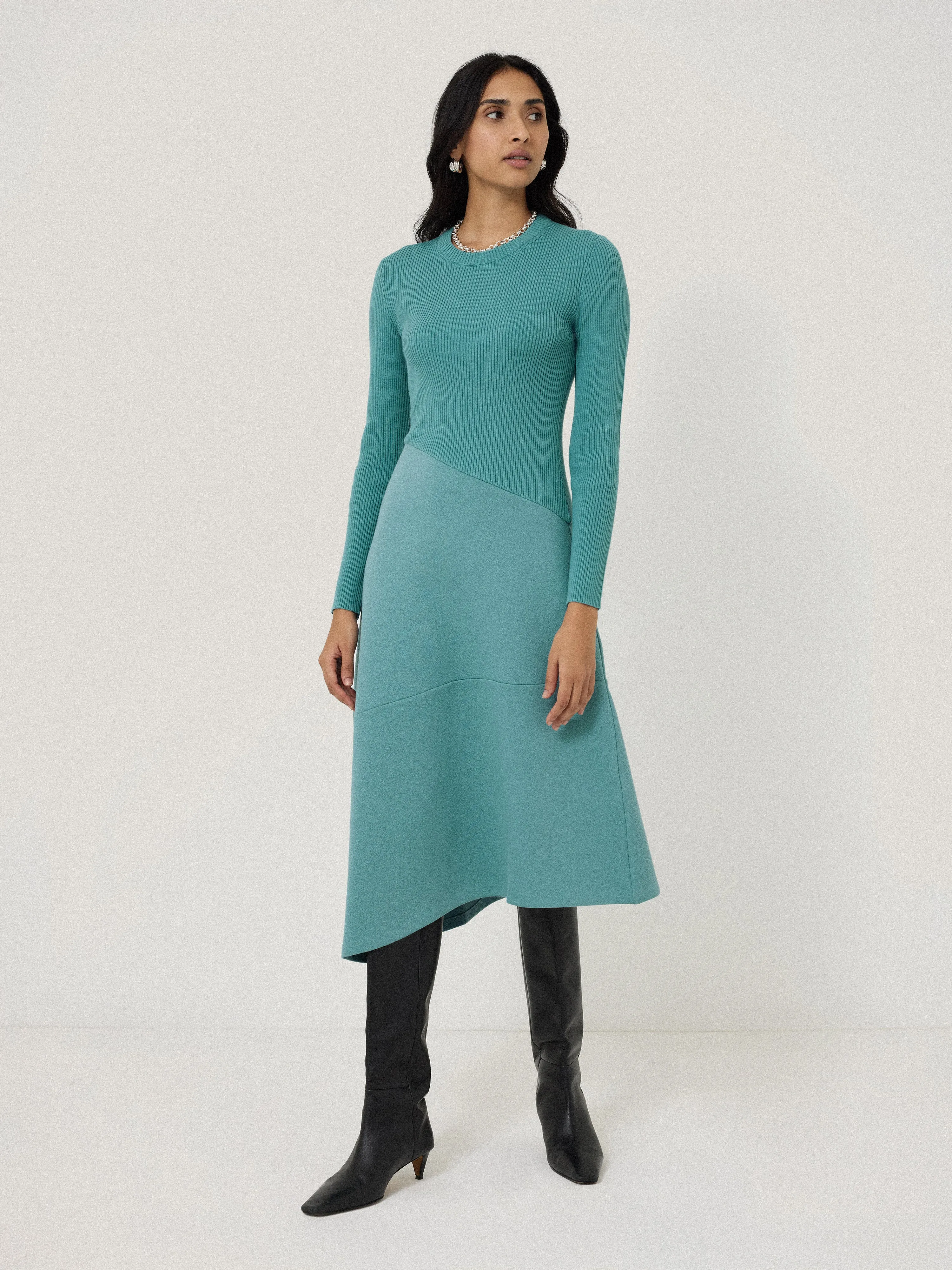 Mixed Media Panelled Dress | Blue sold by Jigsaw