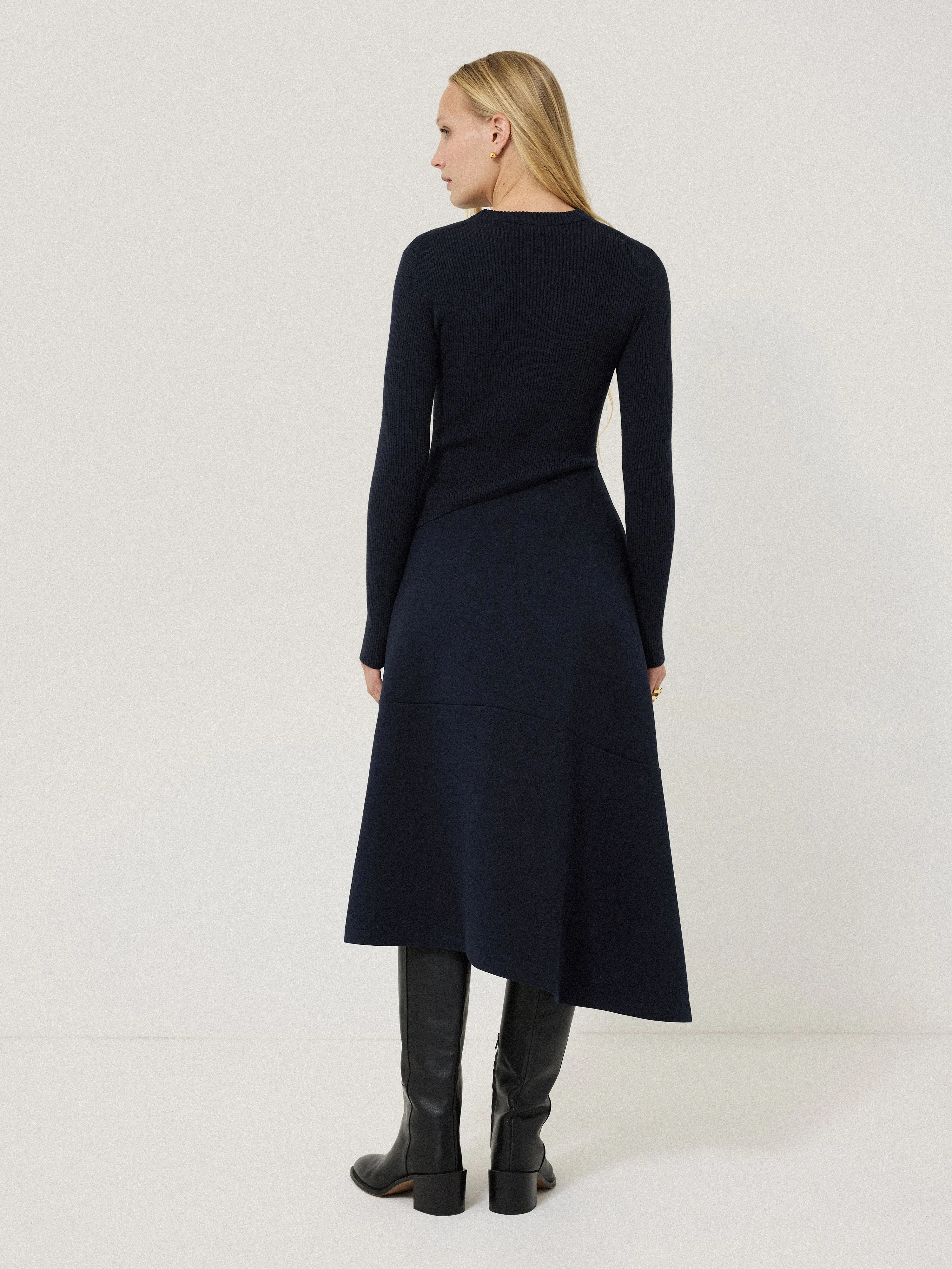 Mixed Media Panelled Dress | Navy sold by Jigsaw product image thumbnail 3