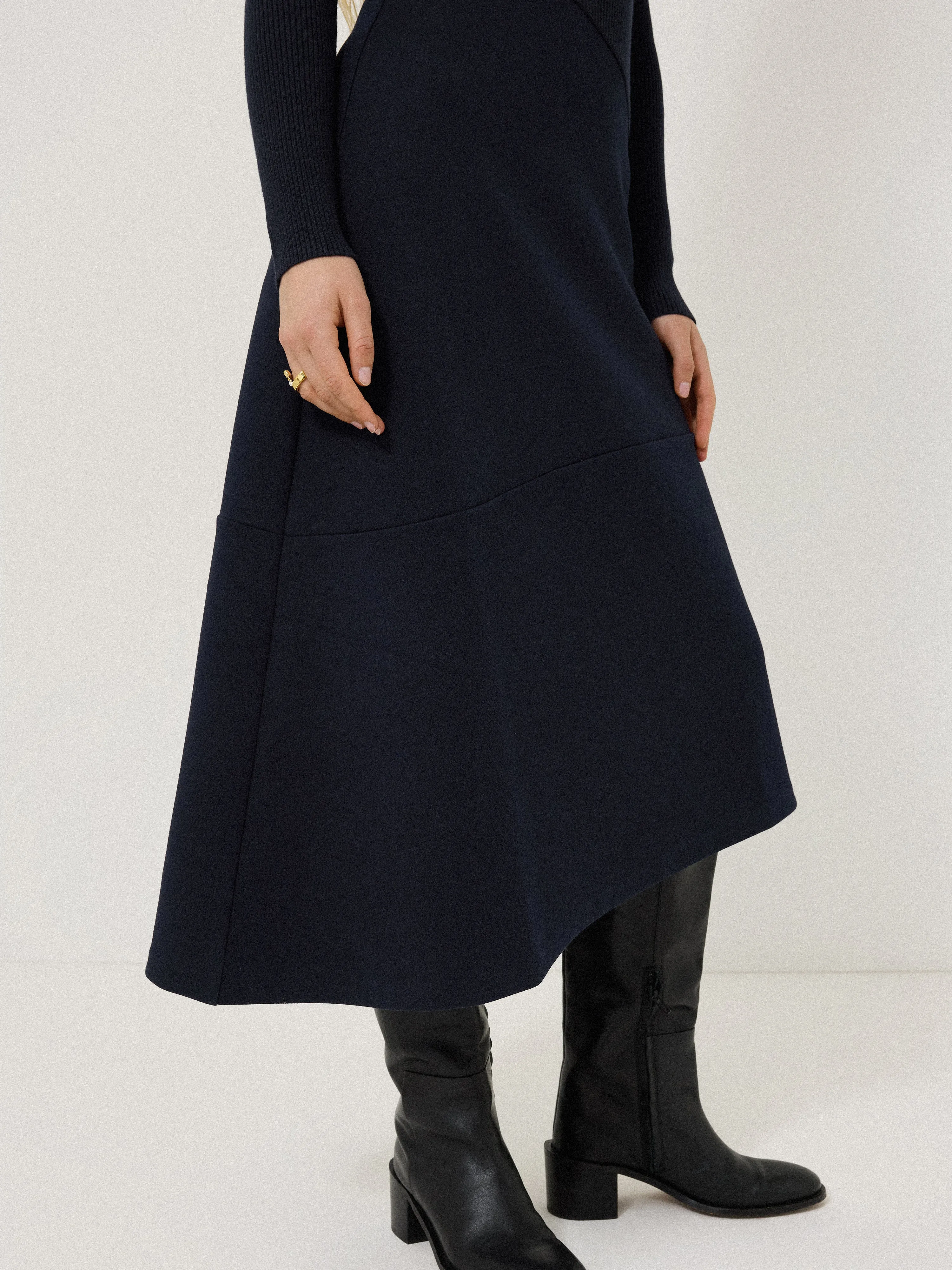 Mixed Media Panelled Dress | Navy sold by Jigsaw product image thumbnail 4