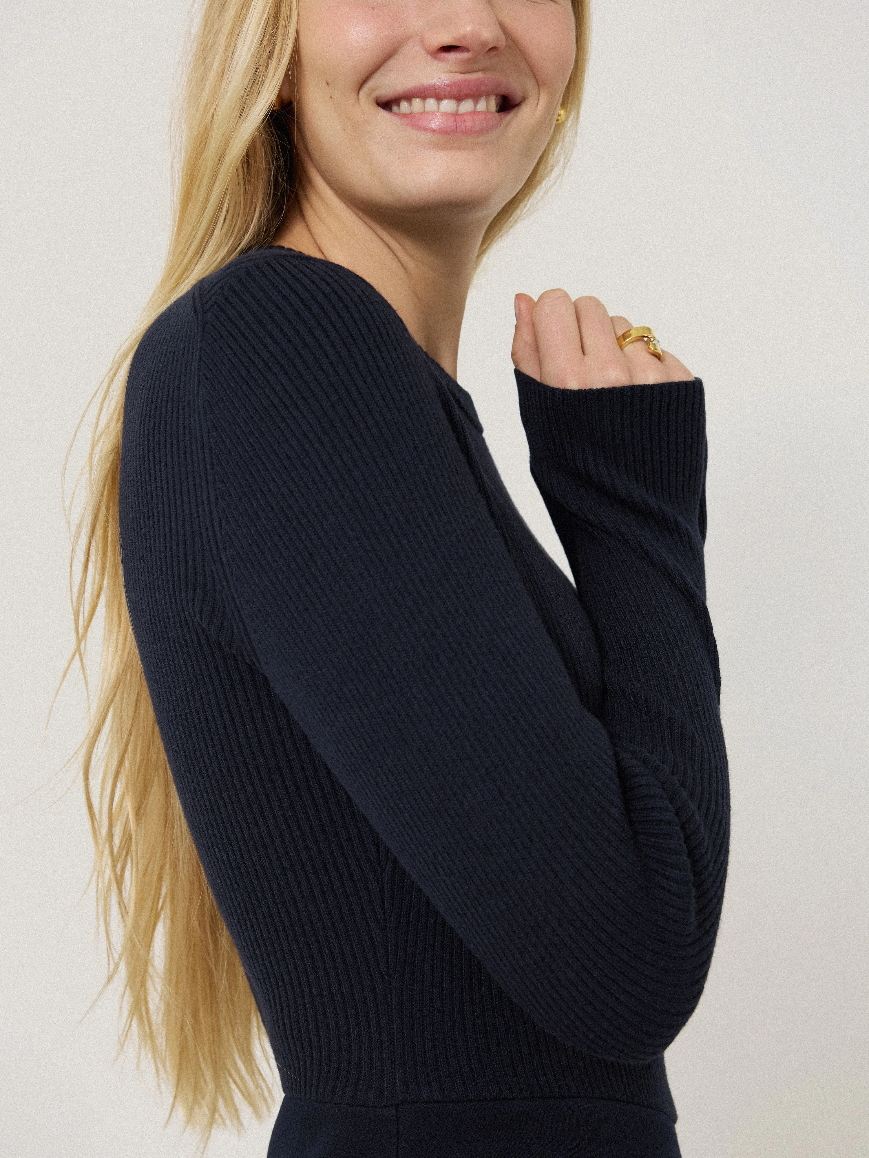 Mixed Media Panelled Dress | Navy sold by Jigsaw product image thumbnail 2