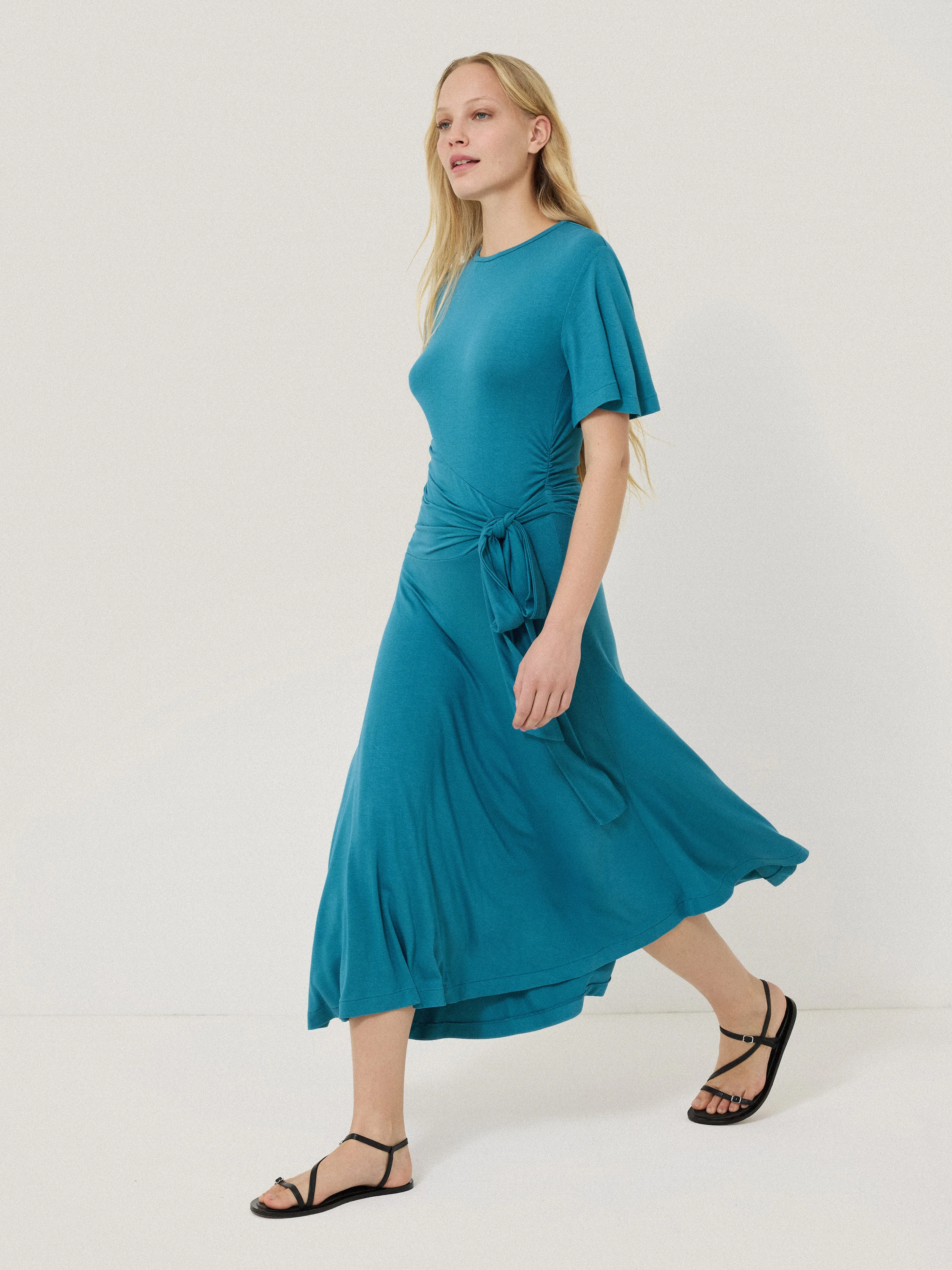 Side Tie Asymmetric Dress | Blue sold by Jigsaw