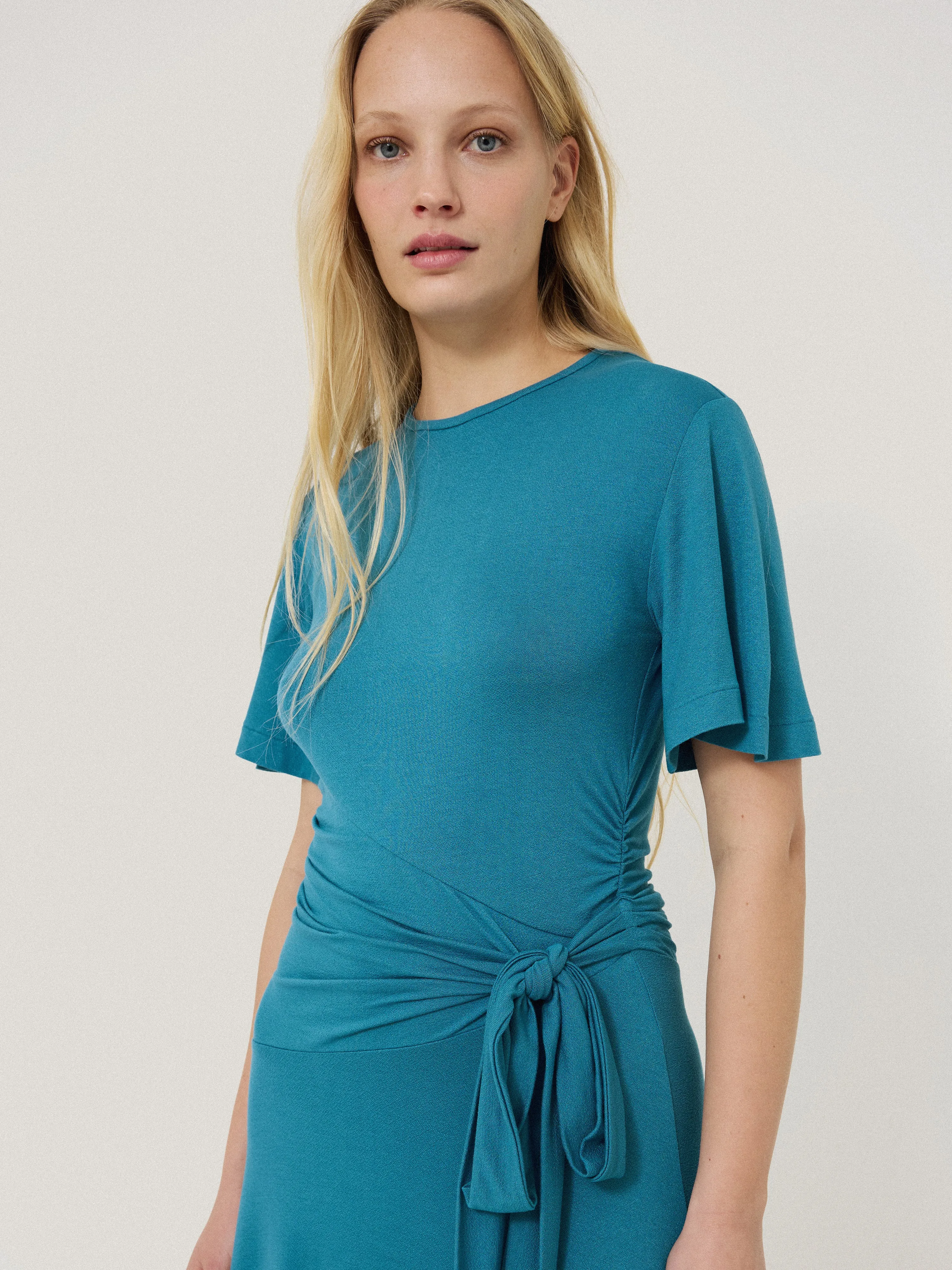 Side Tie Asymmetric Dress | Blue sold by Jigsaw product image thumbnail 2