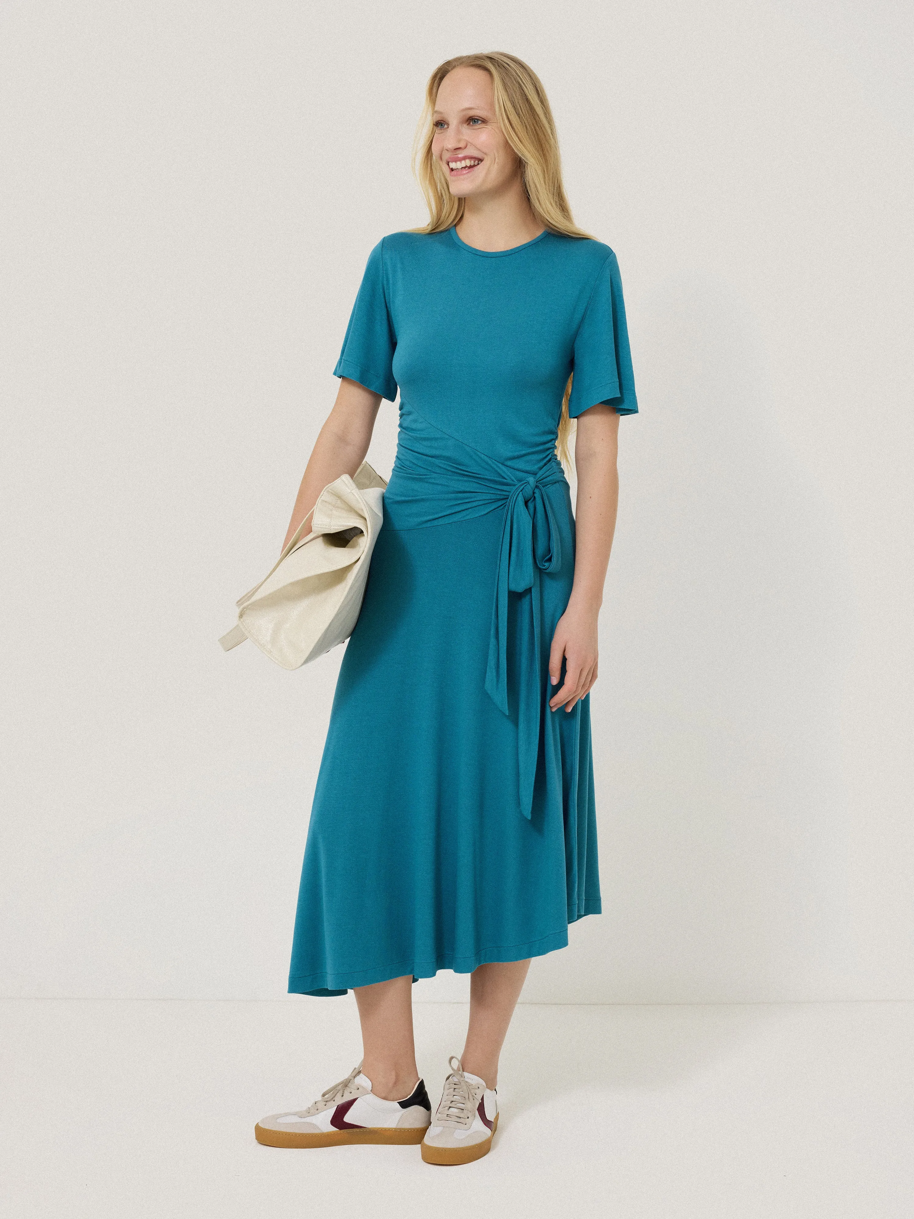 Side Tie Asymmetric Dress | Blue sold by Jigsaw product image thumbnail 5