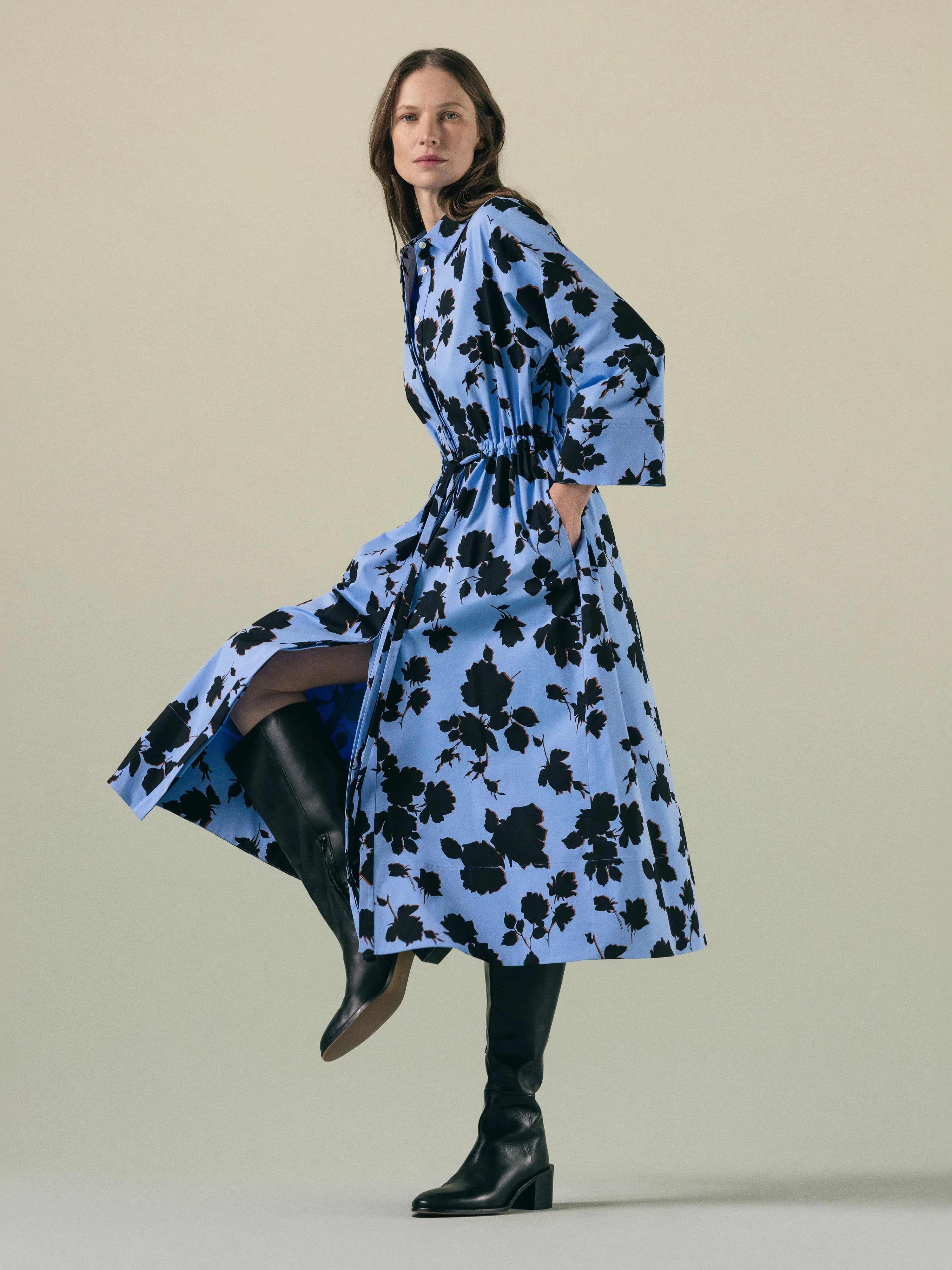 Outline Rose Shirt Dress | Blue sold by Jigsaw